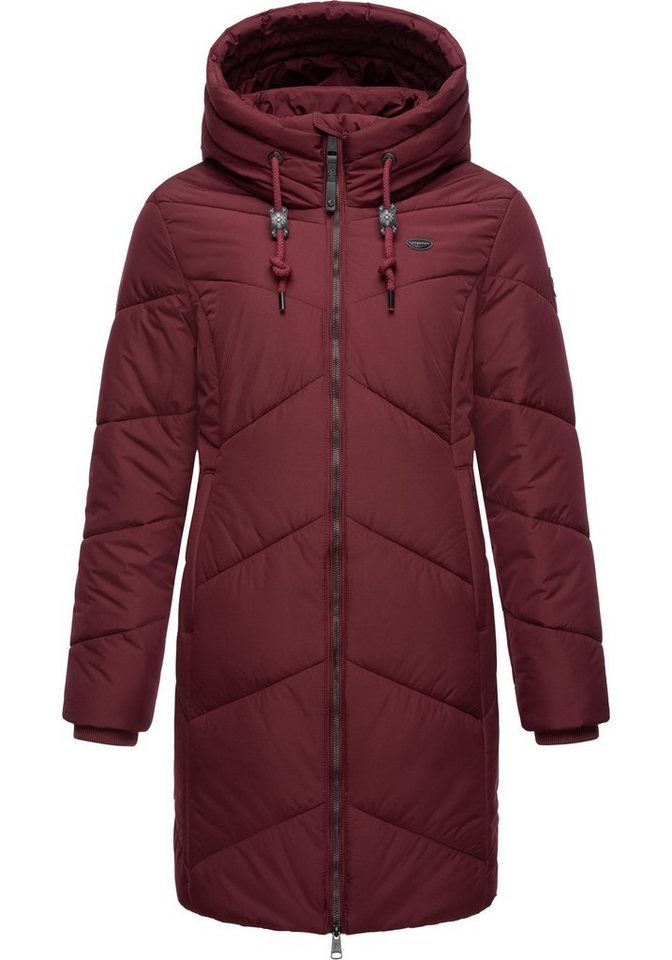 Ragwear Steppmantel Novista Stylischer Wintermantel mit zick zack Muster und großer Kapuze