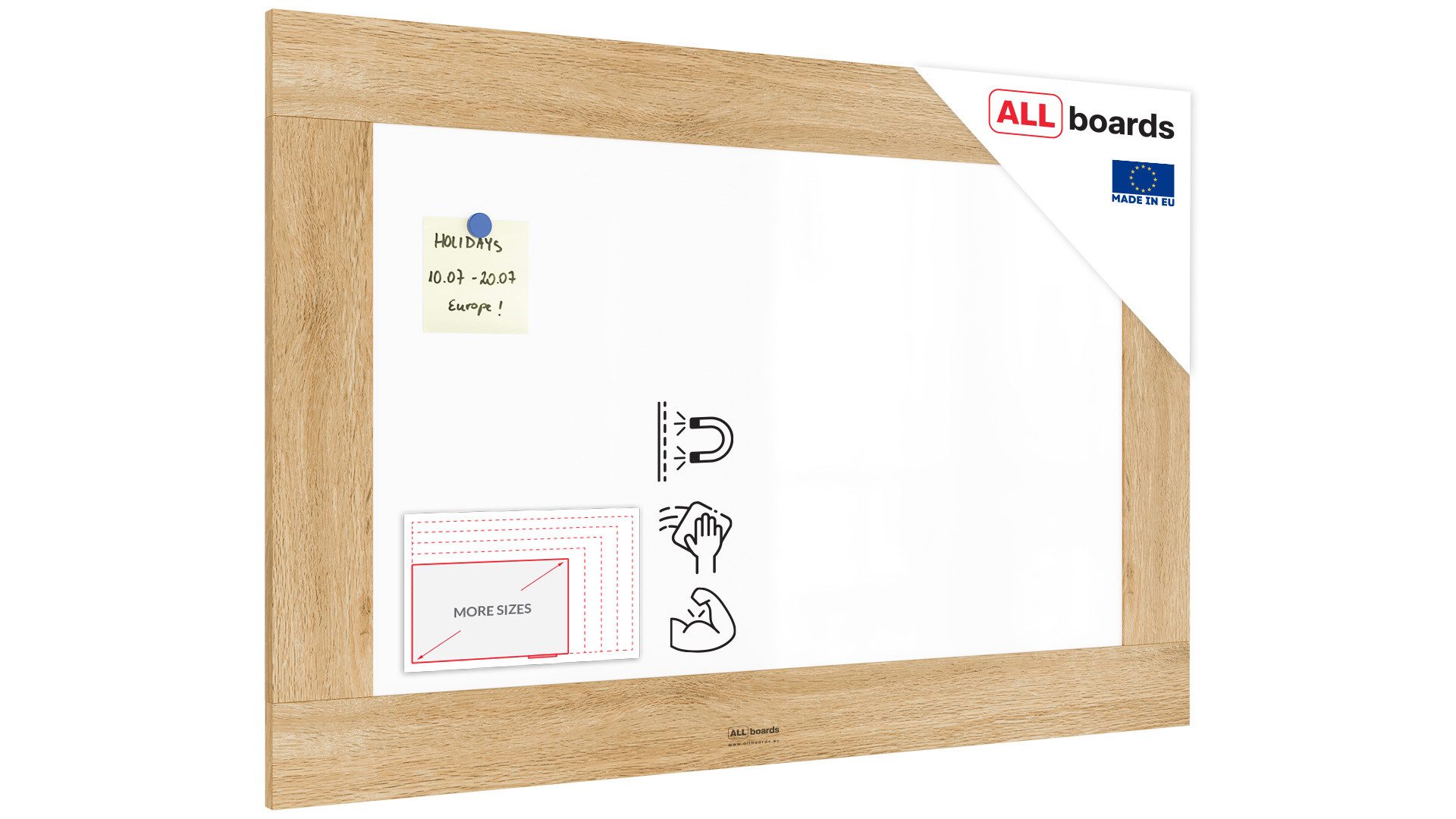 ALLboards Magnettafel ALLboards Magnetisches Whiteboard, massiver Rahmen im Eichendesign