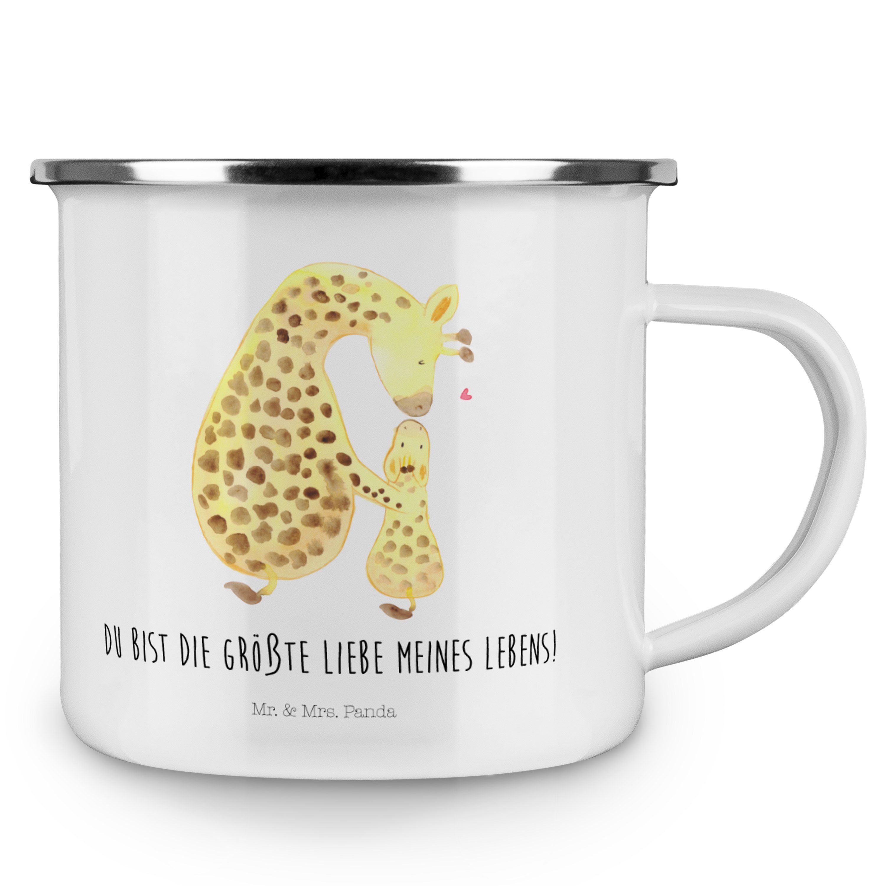 Mr. & Mrs. Panda - Weiß Emaille - Geschenk, mit Kind Tochter, Becher Giraffe Lieblingsmens, Wildtiere