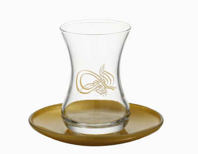 LAV Teeglas »12tlg. LAV "Tugra" Türkische Premium Teegläser Set 12-Teilig Gläser Cay Bardagi Seti Modern Luxus mit Unterasse«, glas