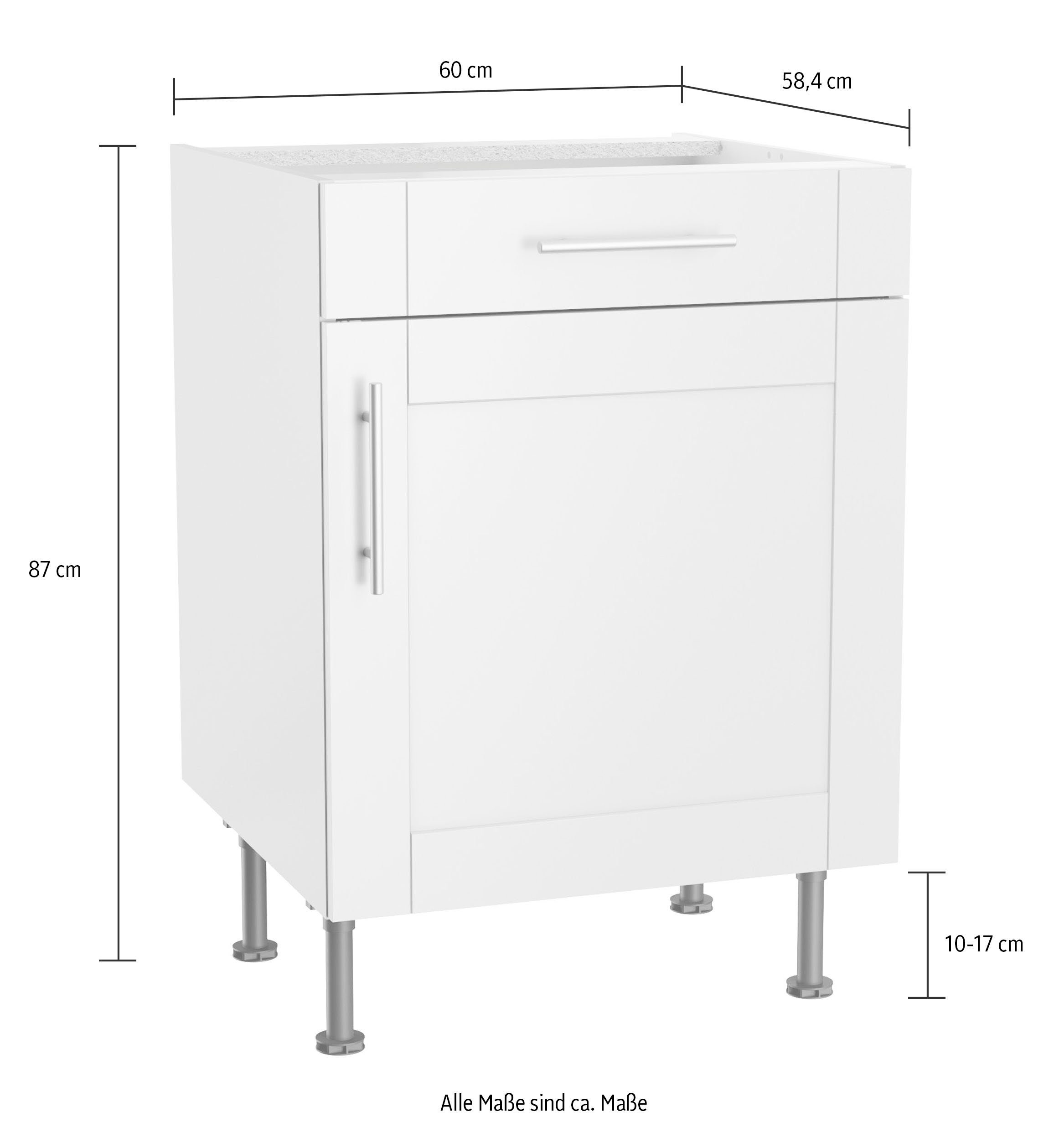 OPTIFIT Unterschrank Ahus Breite 60 hellgrau hellgrau | matt/hellgrau cm