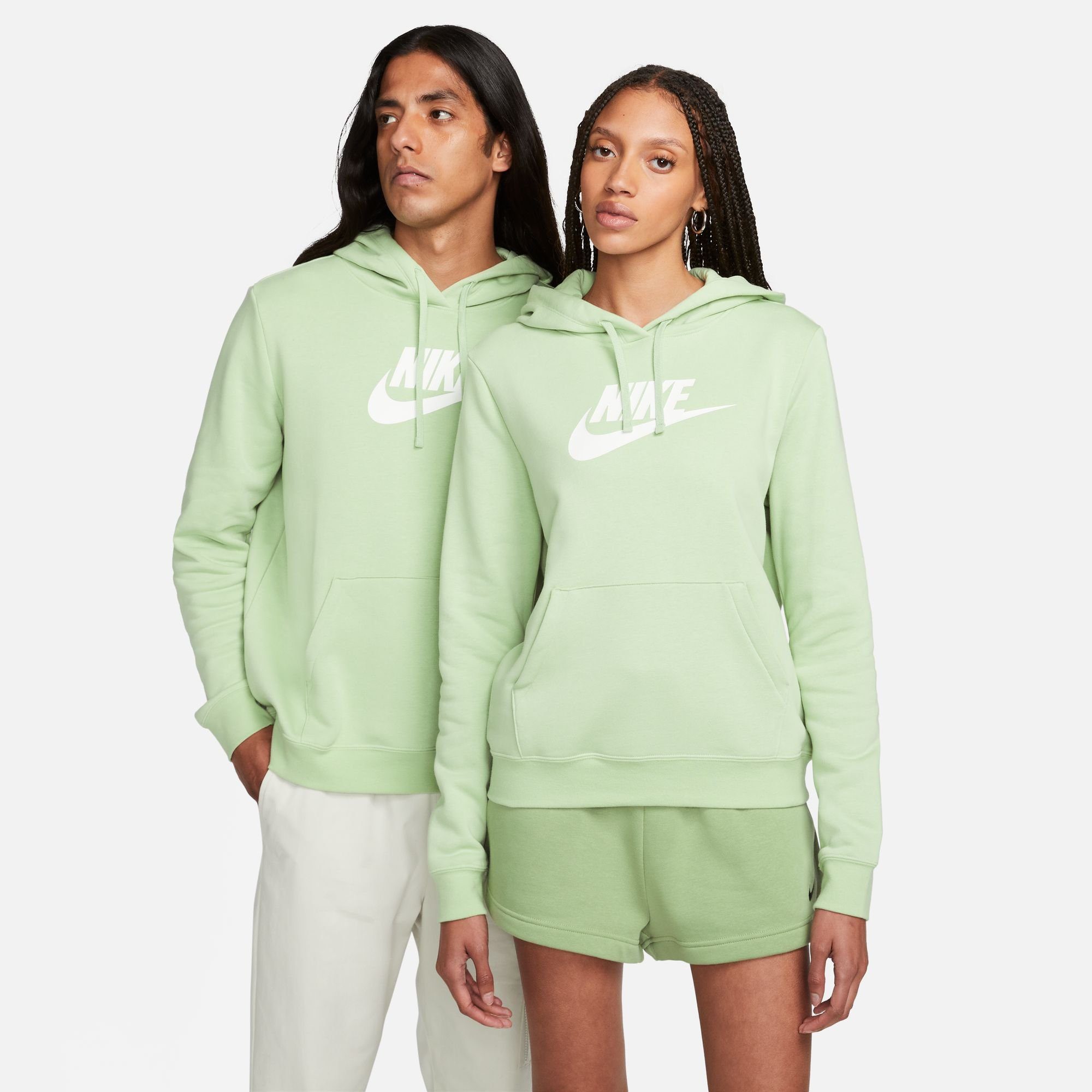 HONEYDEW/WHITE Women's Logo Nike Kapuzensweatshirt Pullover Fleece Sportswear Club Hoodie