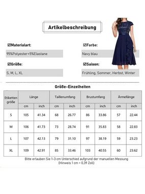 PYL Cocktailkleid Damen Elegant Chiffon A-Linien-Kleid mit Glitzer-Pailletten 34-40 Größe