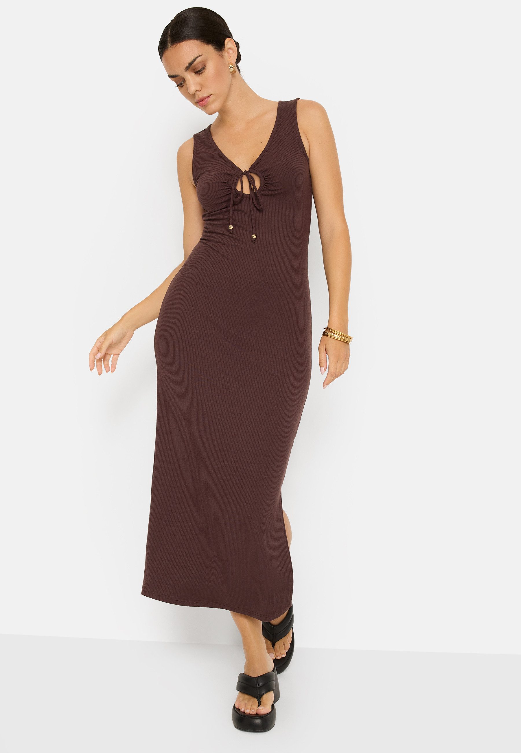 LSCN by LASCANA Maxikleid aus weicher Rippware mit Cut-out-Detail, Rippkleid