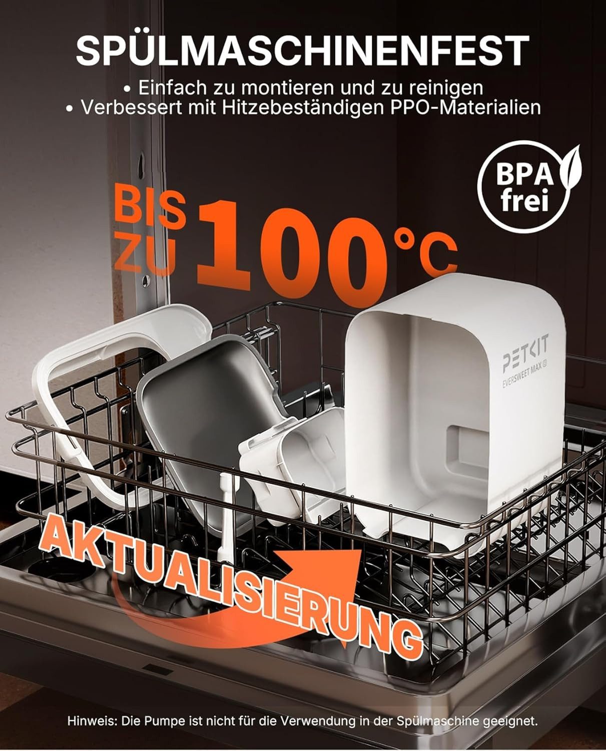 PETKIT Trinkbrunnen Eversweet Max 2, Spülmaschinenfest und Edelstahl, 3L 3 l