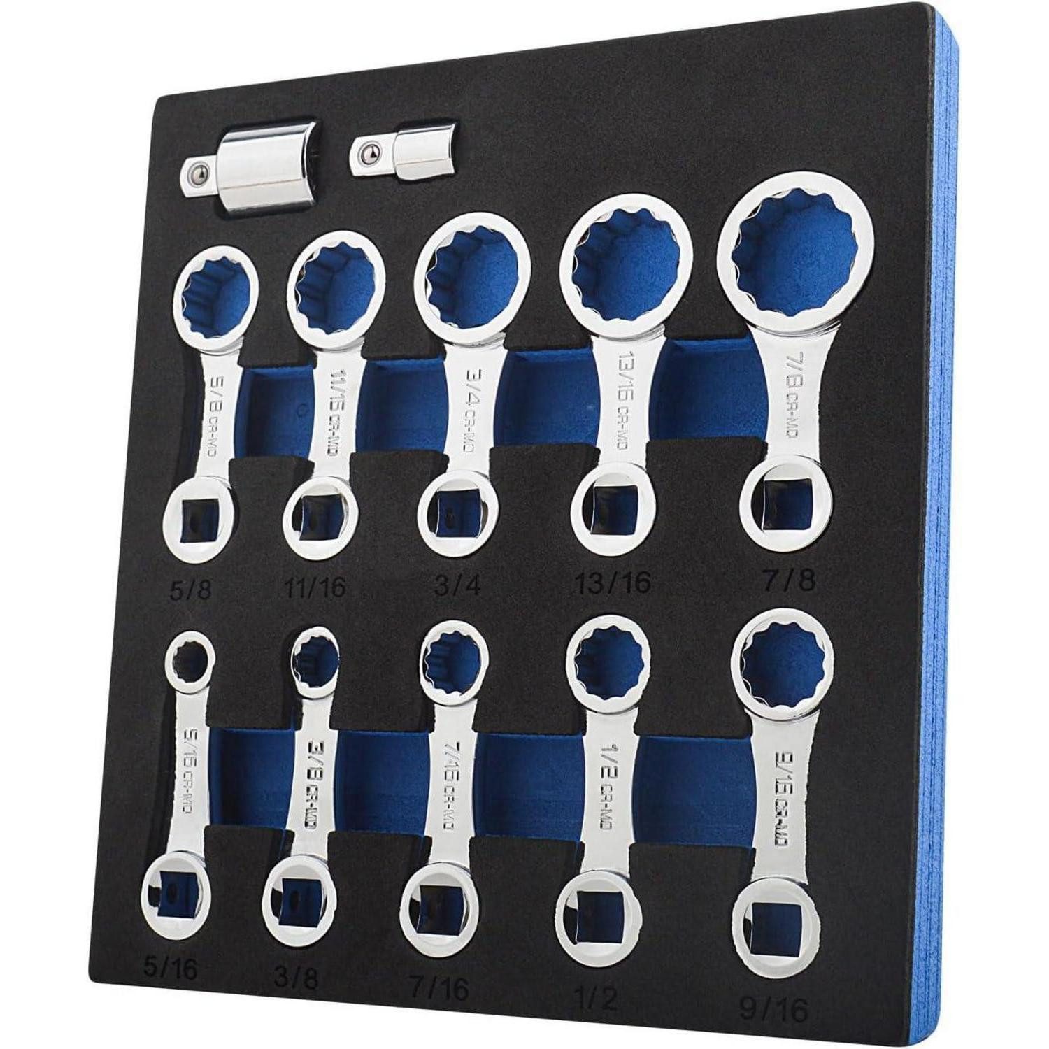 LuxusKollektion Drehmomentschlüssel Drehmomentadapter-Set SAE 12-Punkt 3/8 Zoll 12tlg
