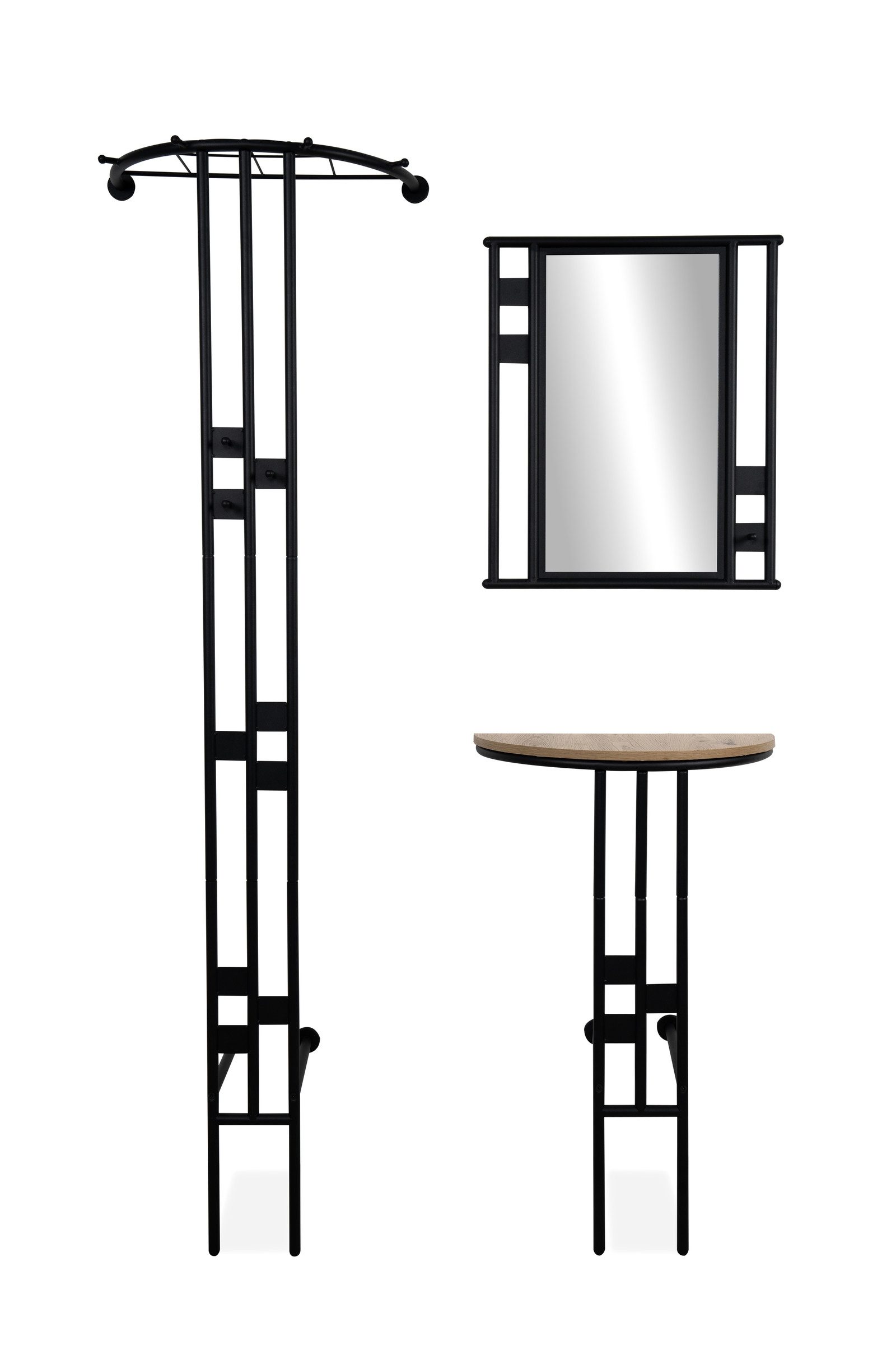 Finori Kompaktgarderobe (3-teilig) in schwarz / Dekor Artisan Eiche - 55x185x28,5 (BxHxT) (3-teilig)