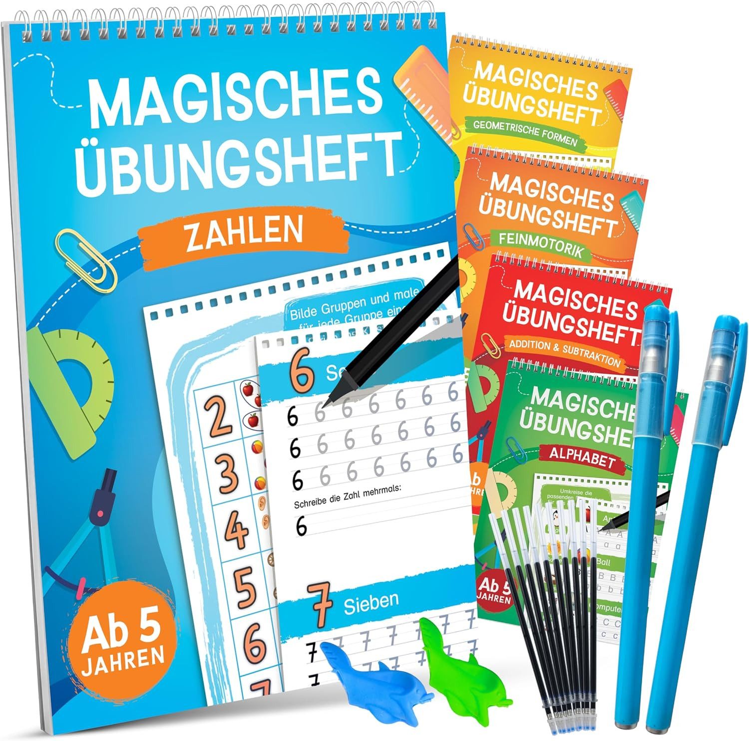 Likarto Lernspielzeug LIKARTO® Magische Übungshefte Vorschule ab 5 Jahren, 5 Hefte + Stifte