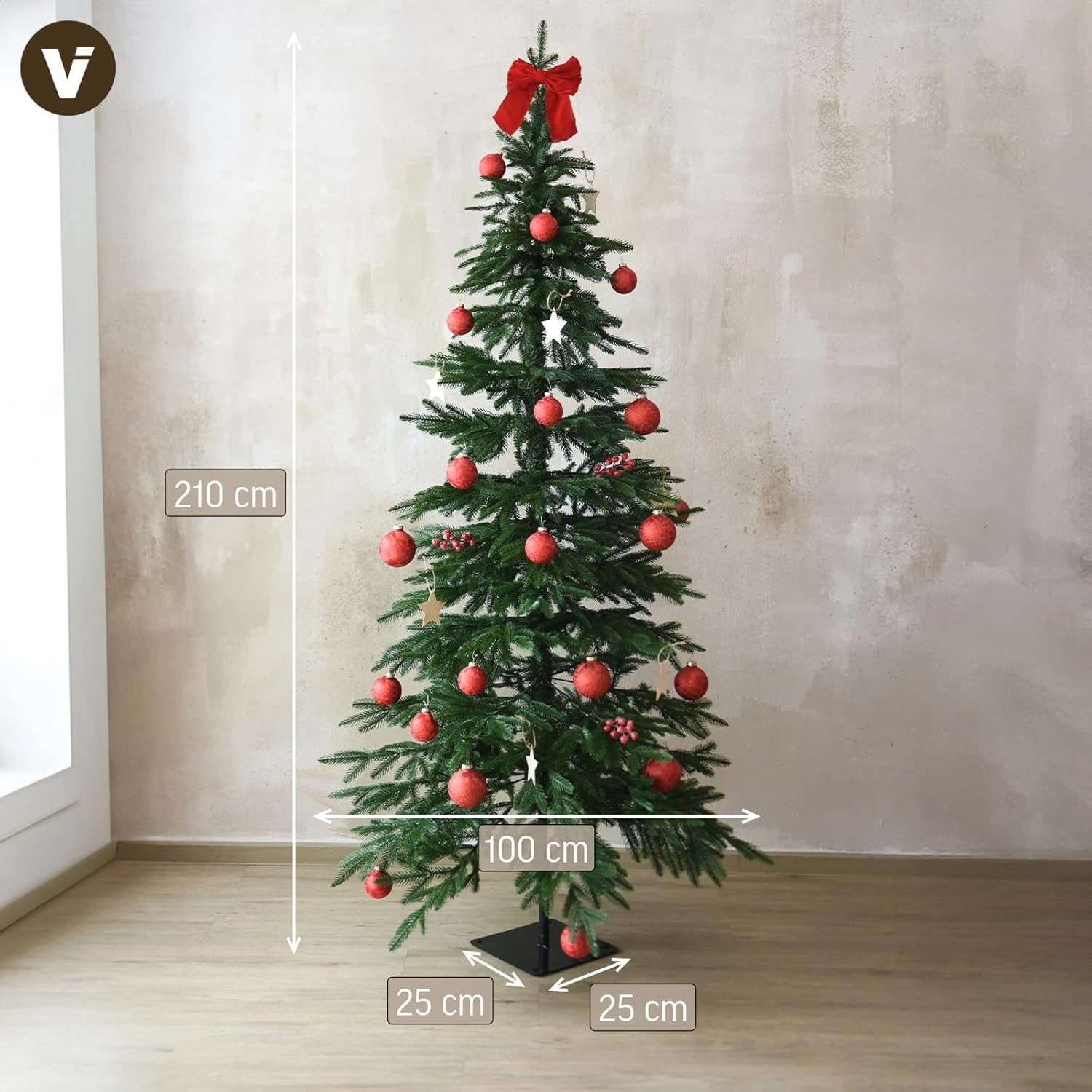 VIVANNO Künstlicher Weihnachtsbaum Kunststoff PINSAPO Konisch - Grün Naturgetreu, 100x100x210 cm