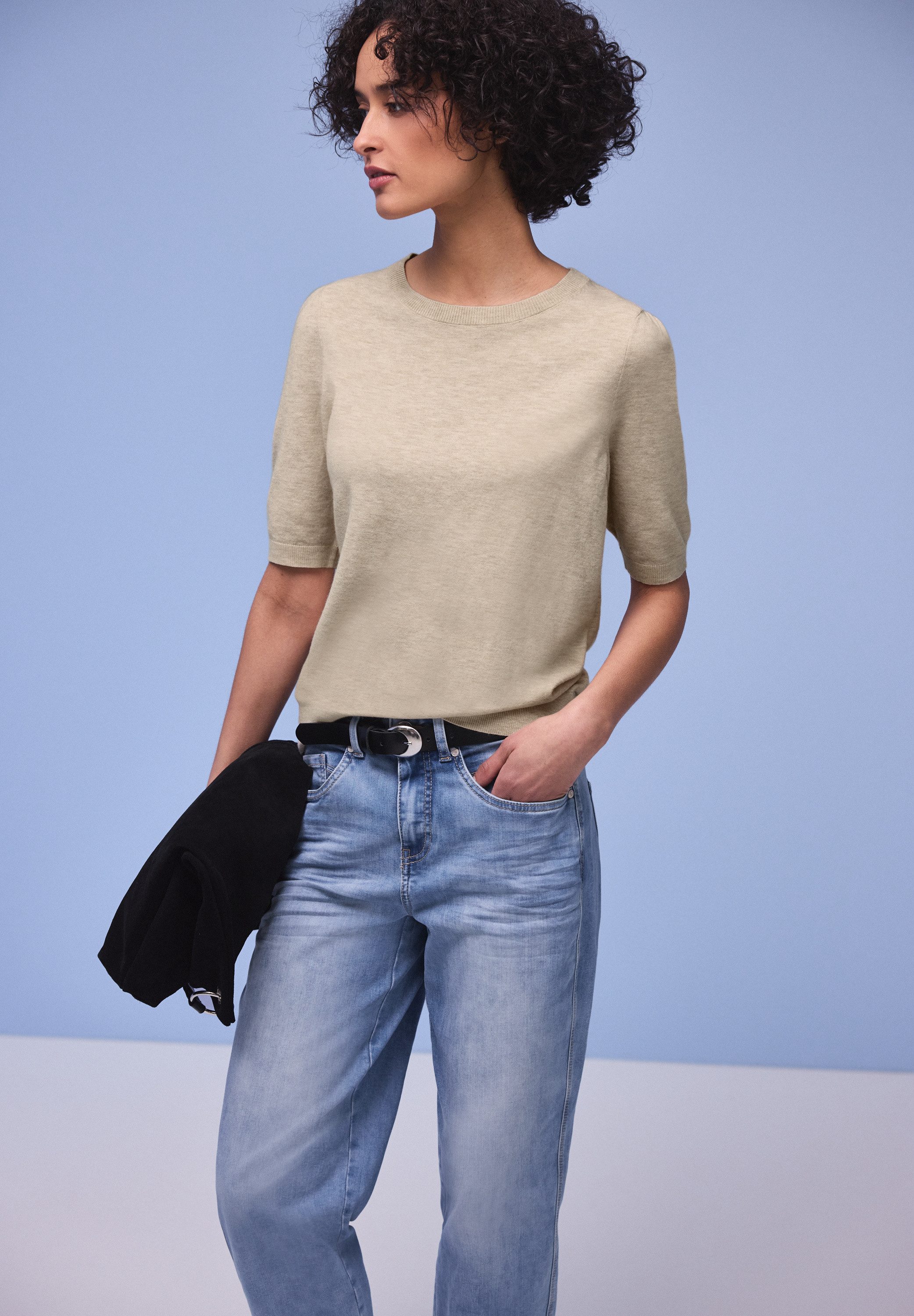 STREET ONE Strickpullover Halbarm mit modischen Pull-Ärmeln günstig online kaufen