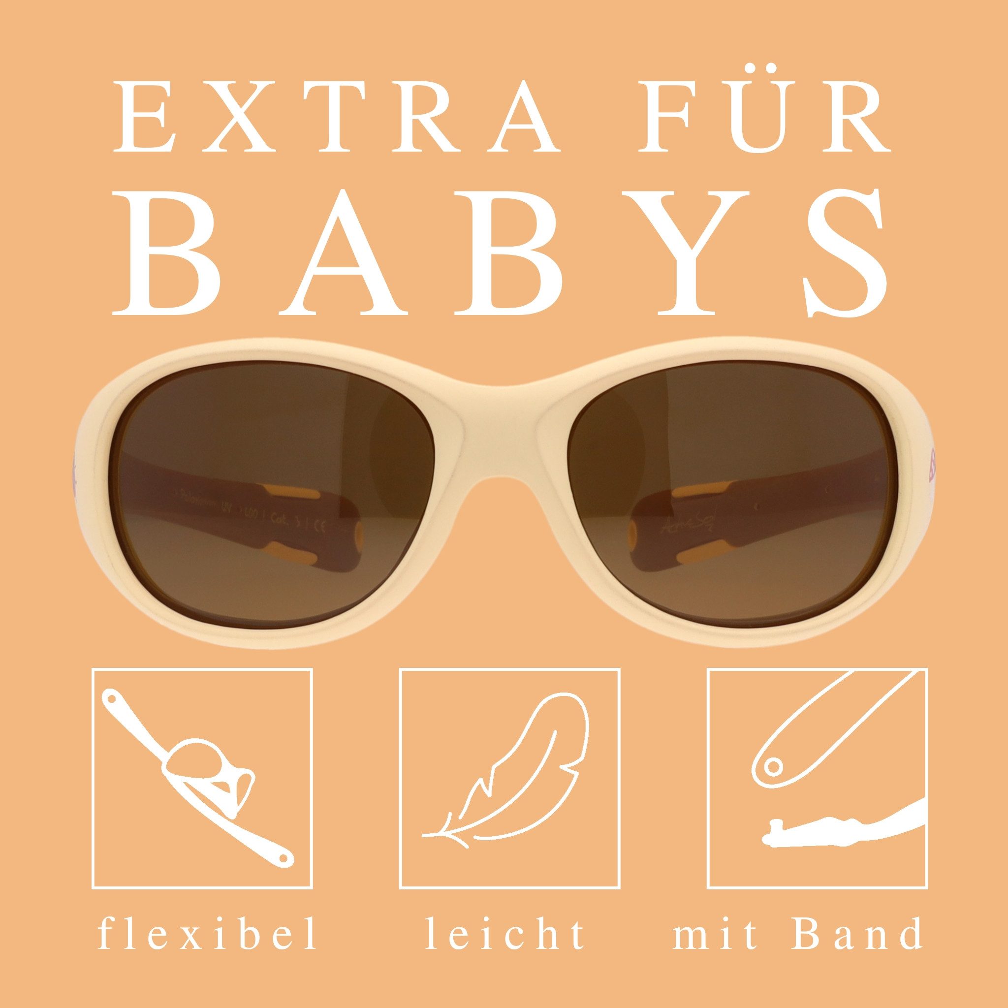 ActiveSol Sonnenbrille Baby 0-24 Monate (in bunten Farben & mit pfiffigen Motiven) Polarisiert, BPA-frei, mit Kopfband