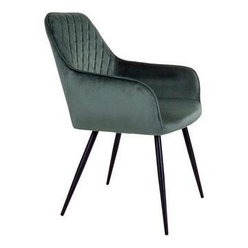 House Nordic Esszimmerstuhl Harbo Dining Chair – Esszimmerstuhl aus Samt, grün mit schwarzen Be...