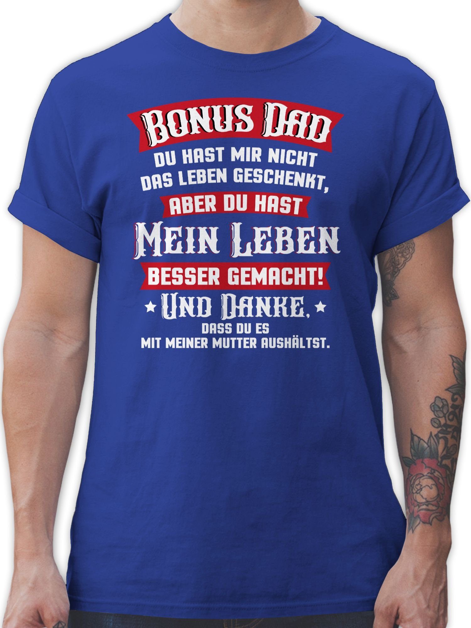 Shirtracer T-Shirt Bonus Dad 02 Geschenk Papa - Vatertag Royalblau rot/weiß für