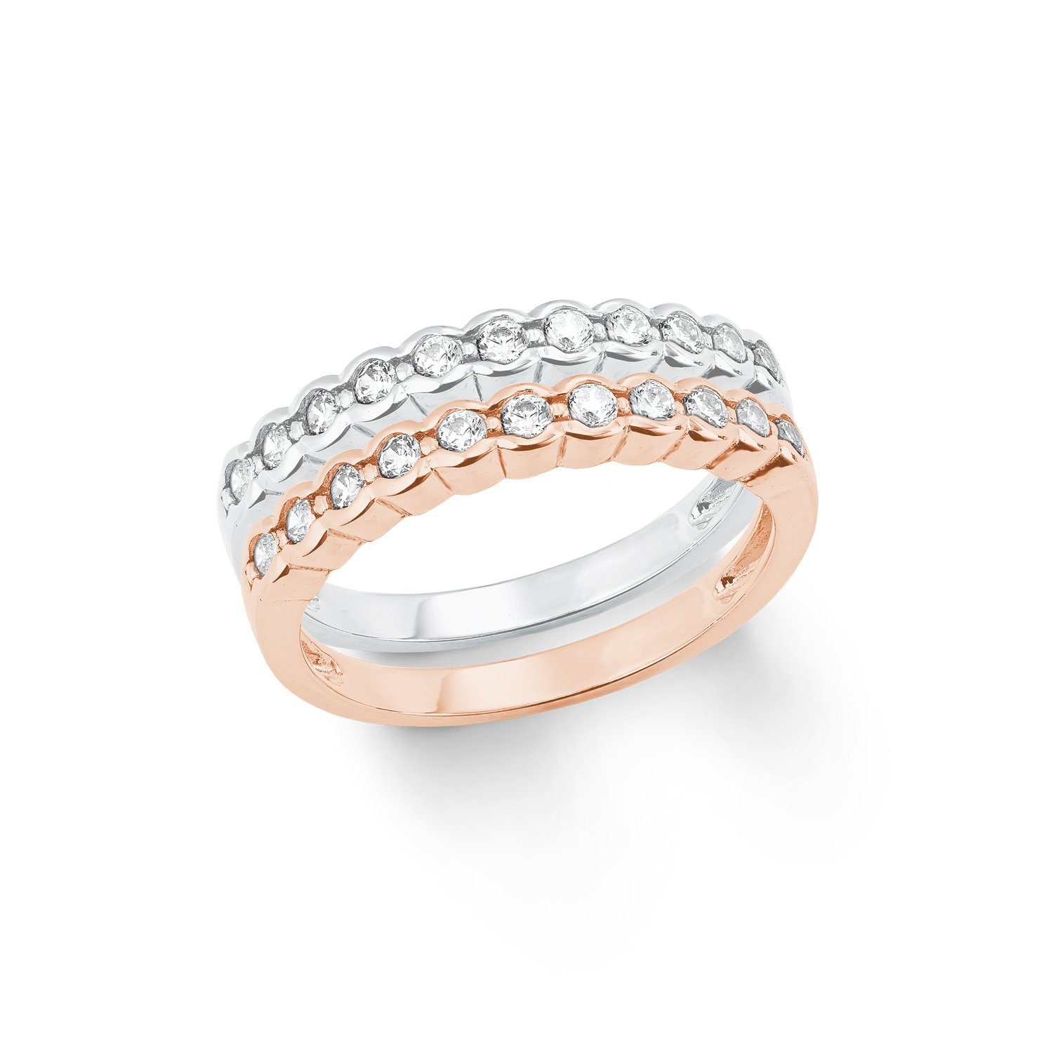 für Zirkonia (synth.) Damen, bestückt 2-tlg), Amor Silber Silber, 925 Sterling vielen (Ring, Sterling 925 mit Silberring Zirkonia synth.