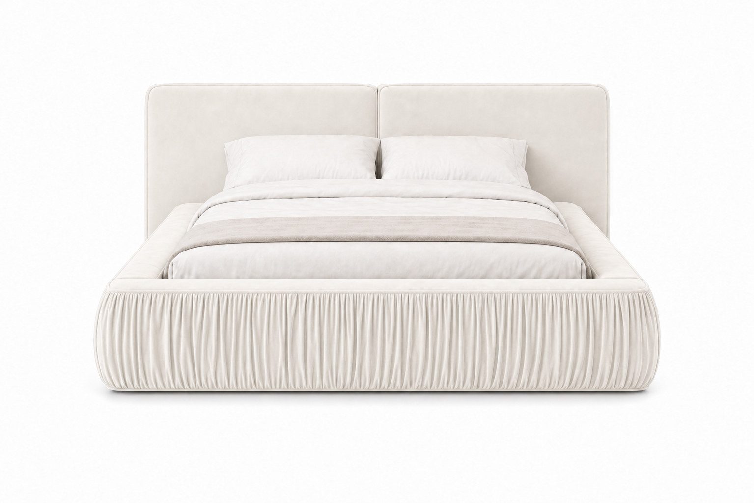 MOEBLO Polsterbett 08 (aus edlem Samt (Riviera Velours) – Modernes Designer-Doppelbett mit weich gepolstertem Kopfteil, stabilem Metall-Holz-Rahmen und großem B – Bild 5 von 5