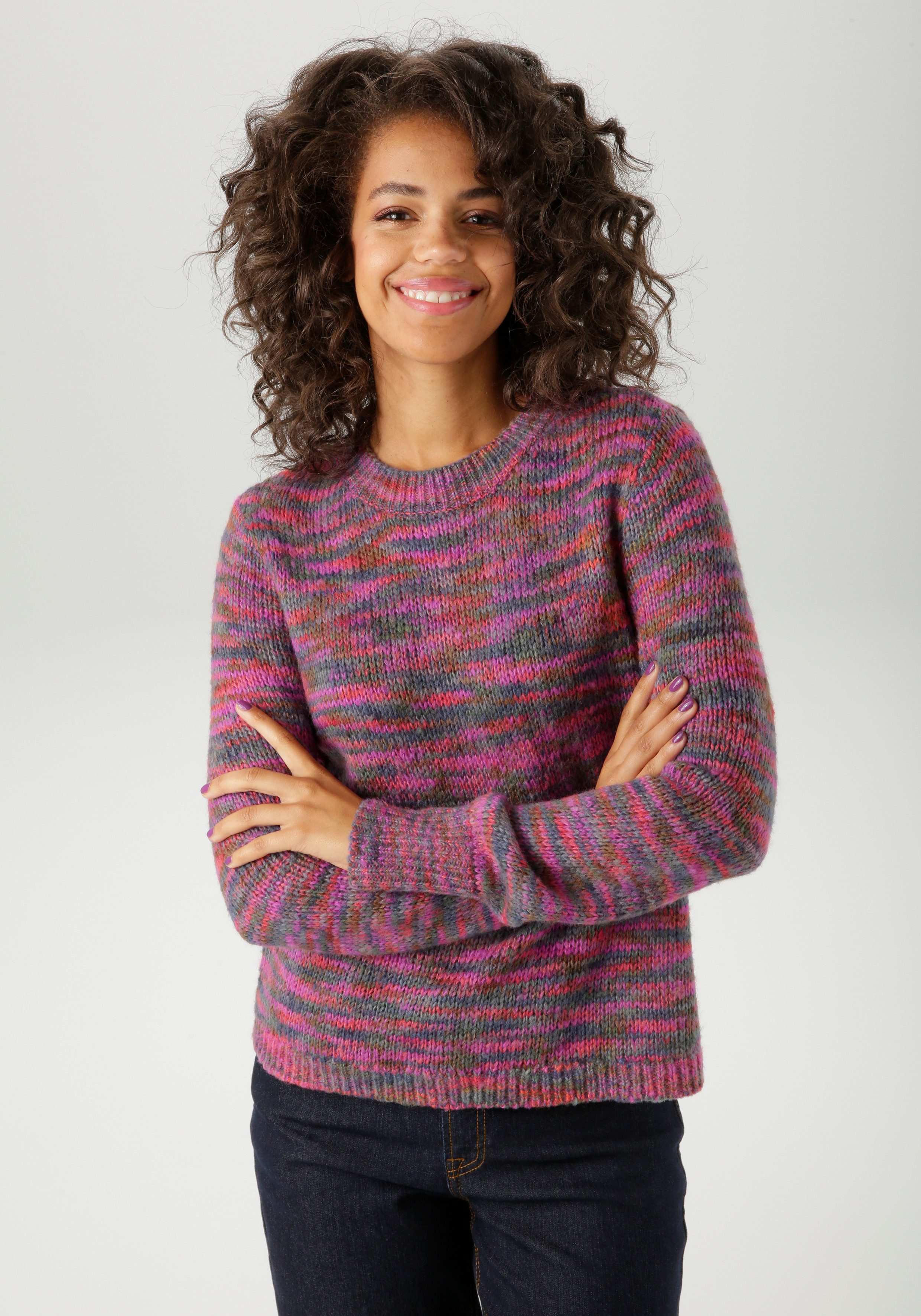 Aniston CASUAL Strickpullover aus trendigem Multicolor-Garn -jedes Teil ein günstig online kaufen