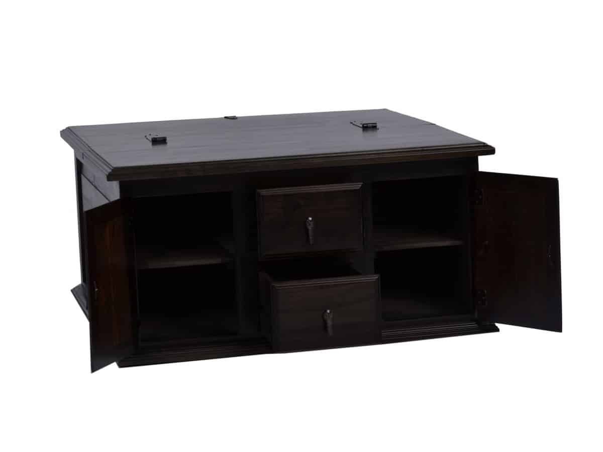 MiaMöbel Truhentisch Mexico, aus massivem Pinienholz Dunkelbraun