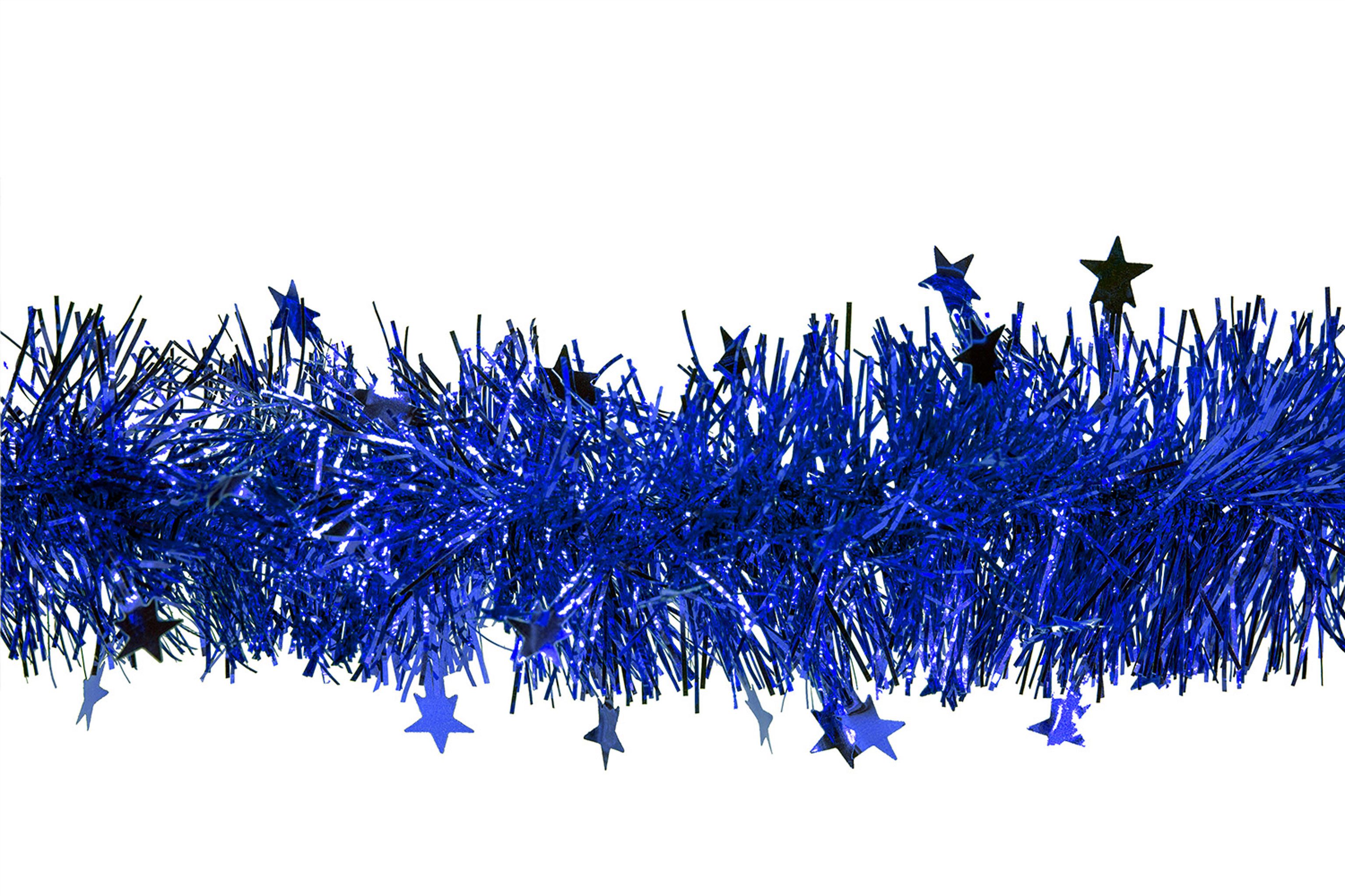 Creativery Girlanden, Weihnachtsgirlande Lametta 8cm x 3m inkl. kleine Sterne Blau