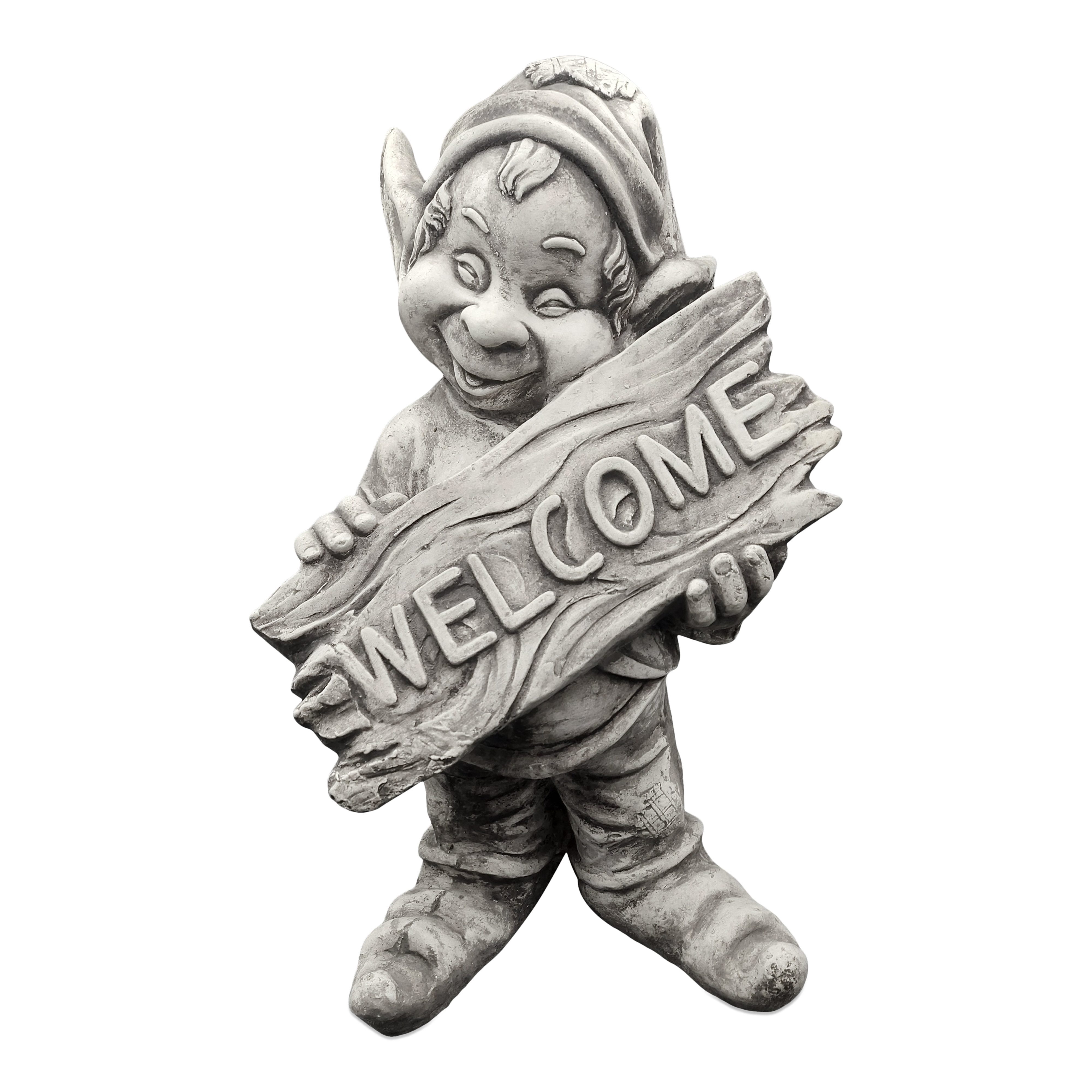 gartendekoparadies.de Gartenfigur Gnom,Willkommen'', Steinfigur, H. 47 cm, 19 kg, Frostsicher