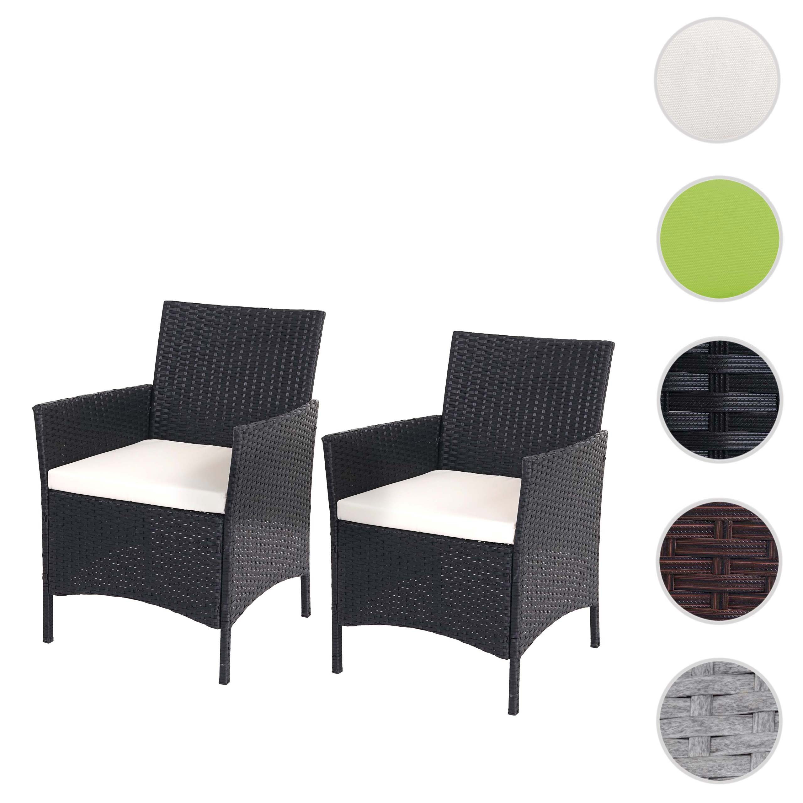 MCW Poly-Rattan Sessel Halden 2er-Set anthrazit Kissen Creme günstig online kaufen