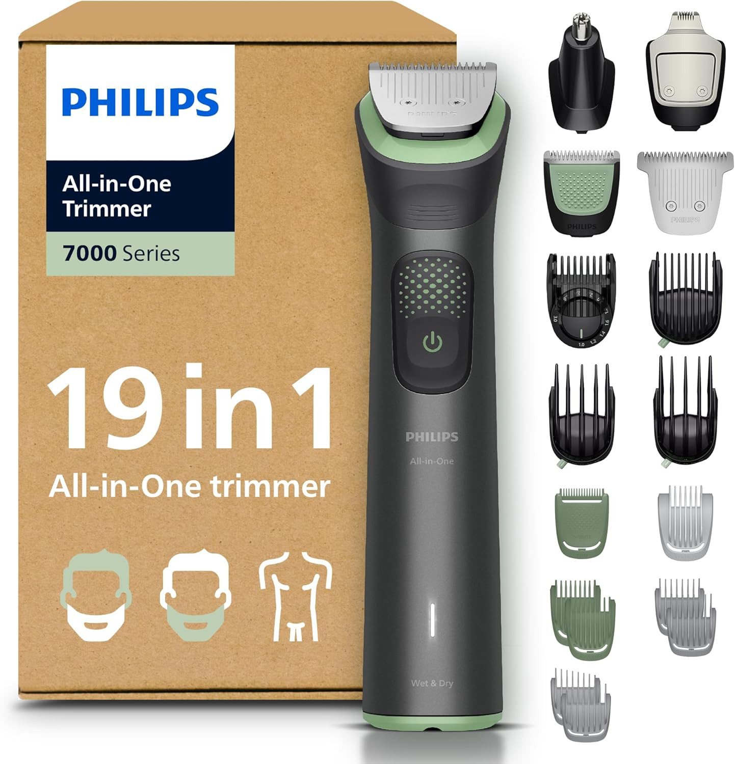 Philips Elektrorasierer PHILIPS Multigroom 7000 19-teile Barttrimmer Haarschneider MG7962/30
