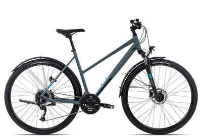 Axess Crossrad VERIS STREET Trapez, 27 Gang Shimano Alivio RD-M3100-9 Schaltwerk, Kettenschaltung, Crossbike schwarz/grau