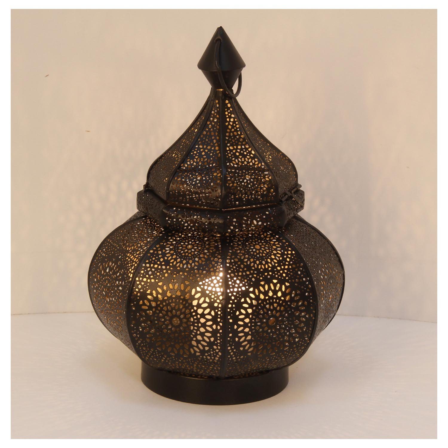 Abir Windlicht Schwarz Kerzenhalter, Weihnachten Bodenwindlicht St), Moro (1 handgefertigt oder Marokkanischer Eid Orientalische stehend, hängend Laterne Casa 30cm,