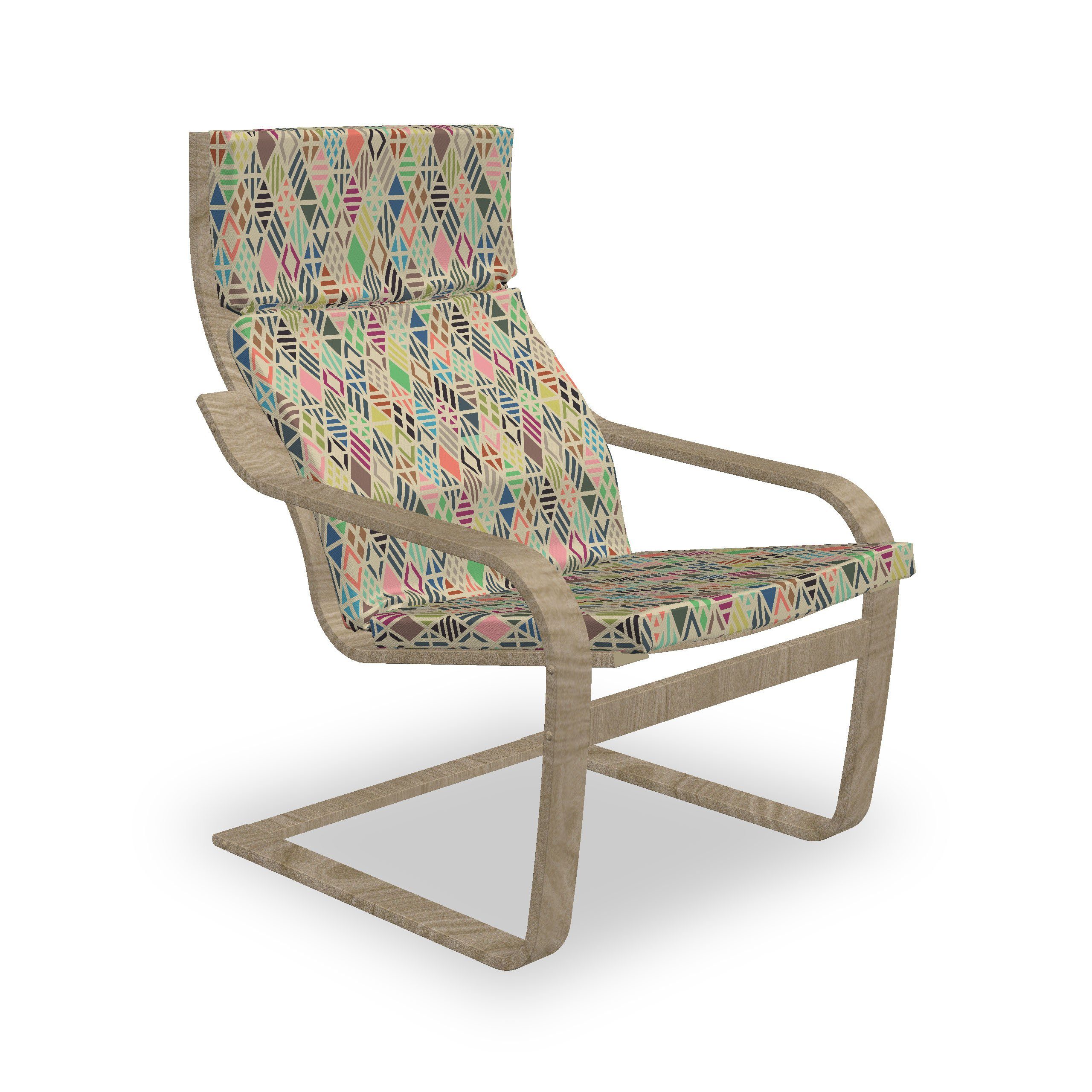 Abakuhaus Stuhlkissen Sitzkissen mit Reißverschluss, Patchwork Rhombus und Stuhlkissen Geometrisch mit Hakenschlaufe Art