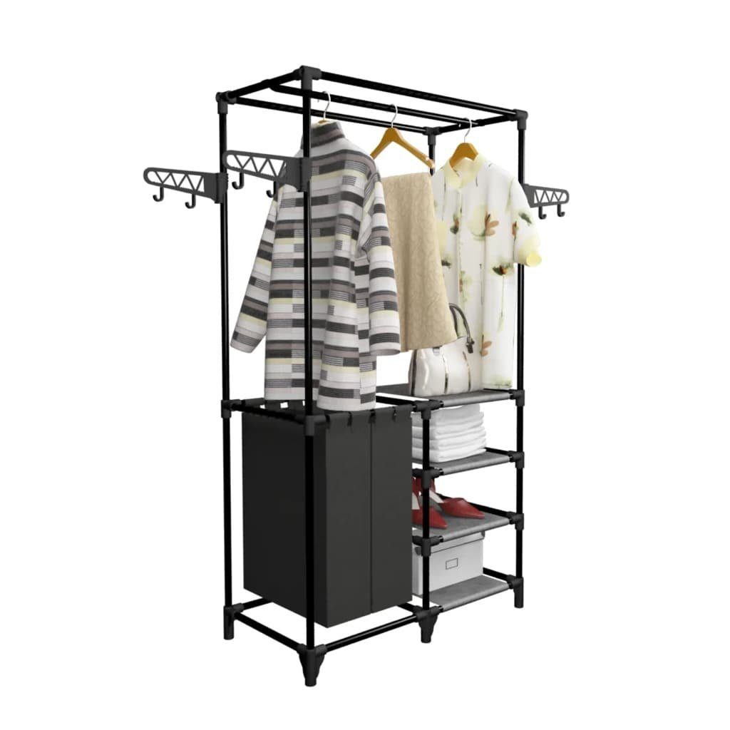 vidaXL Garderobe Kleiderständer Stahl und Vliesstoff 87x44x158 cm Schwarz