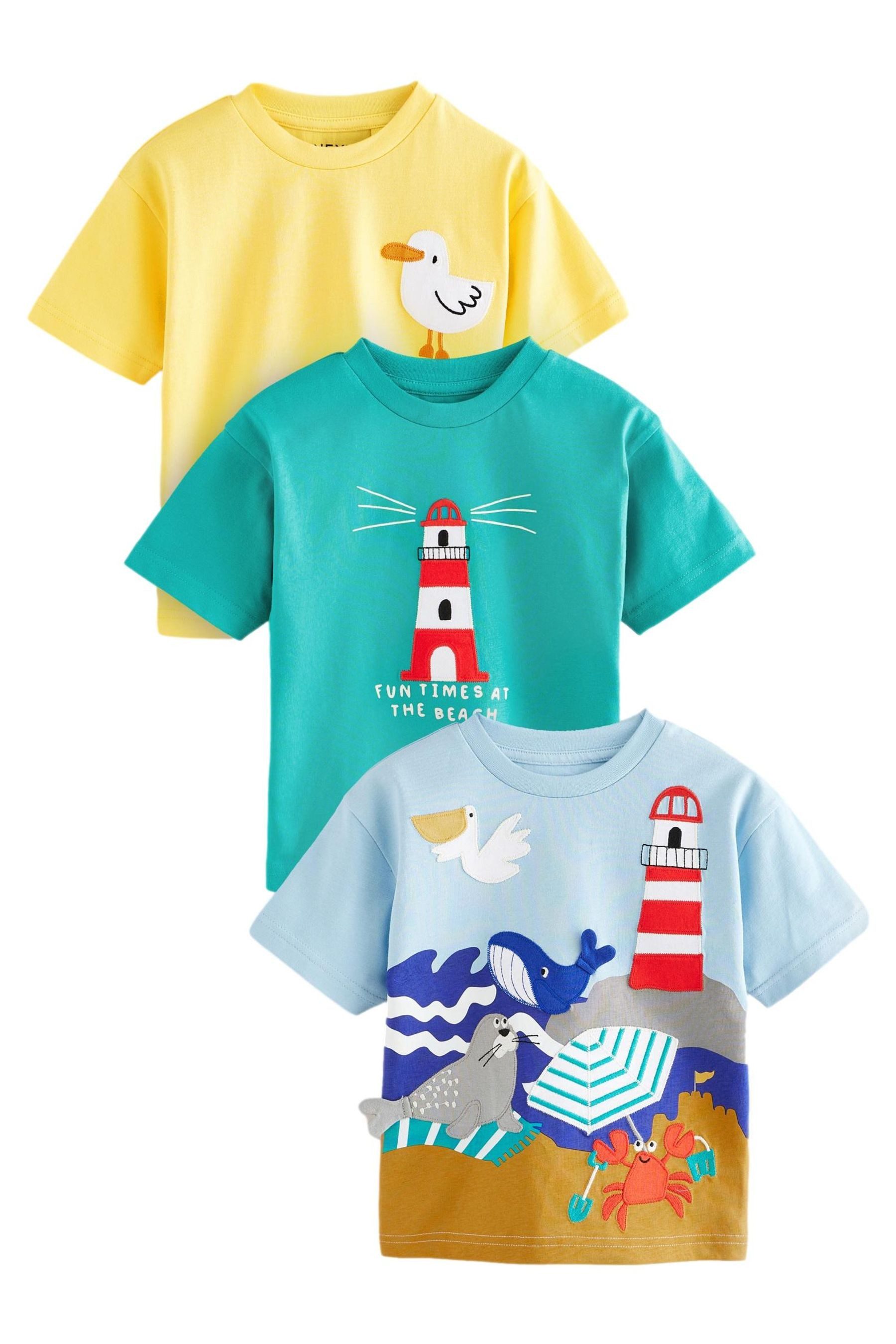 Next T-Shirt 3er-Pack Kurzarm-T-Shirts mit Applikation günstig online kaufen