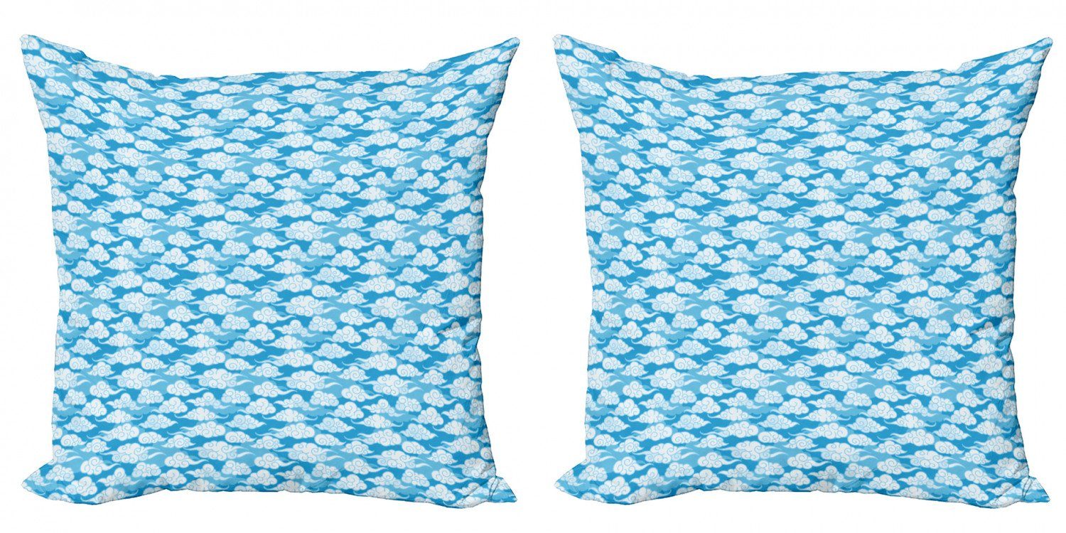 Kissenbezüge Modern Accent Japanische weiß Abakuhaus und Blau Doppelseitiger Wolke Stück), Motiv Digitaldruck, (2
