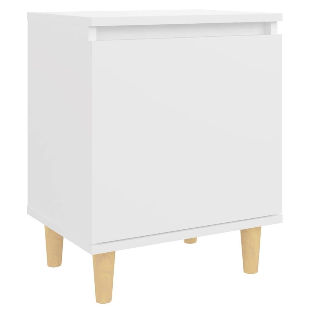 furnicato Nachttisch Skandinavischer Weiß 40 x 30 x 50 cm mit Massivholzbeinen (1-St)