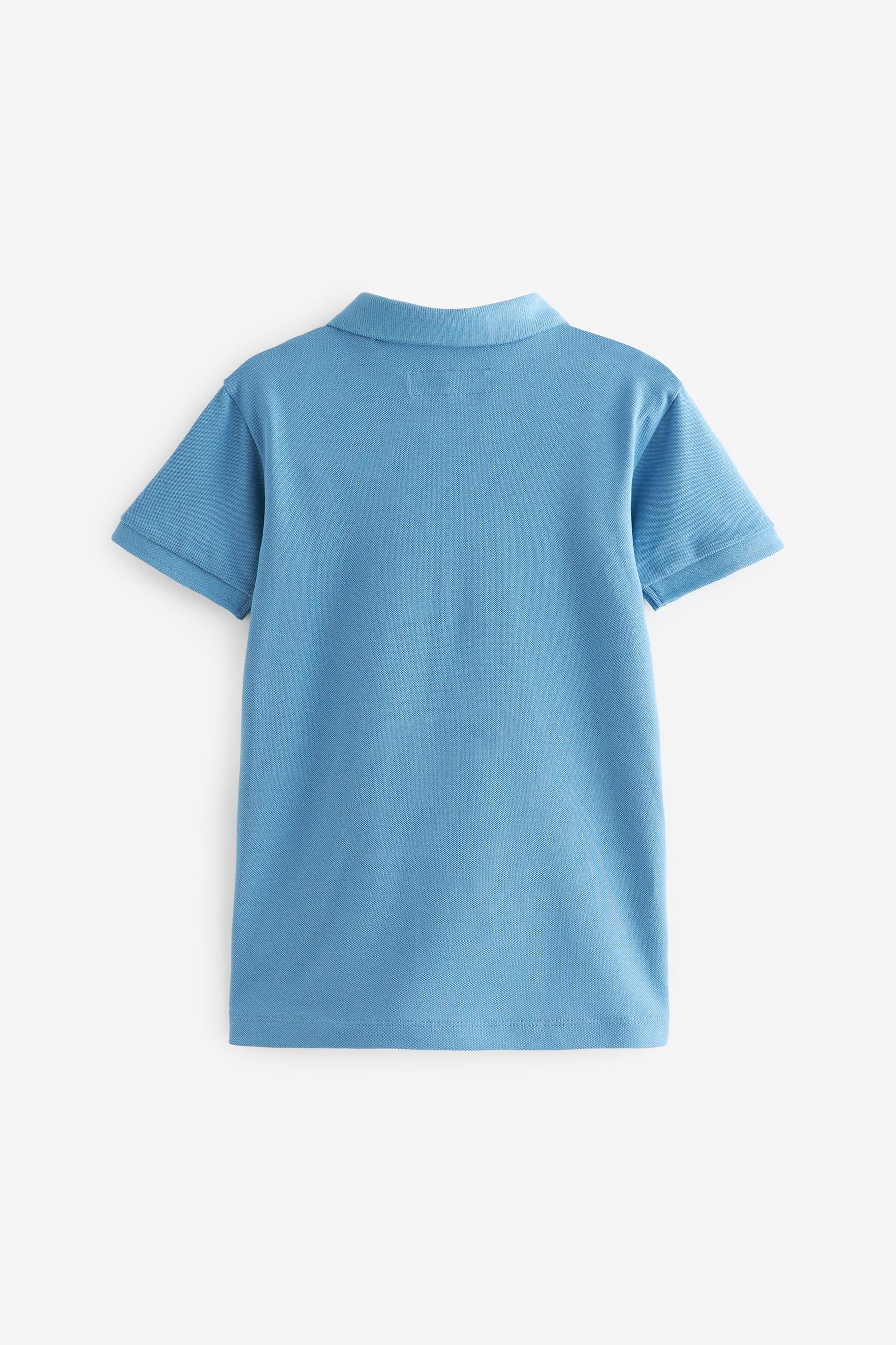 Blockfarben Kurzärmeliges Poloshirt Blue (1-tlg) Polo-Shirt mit Next