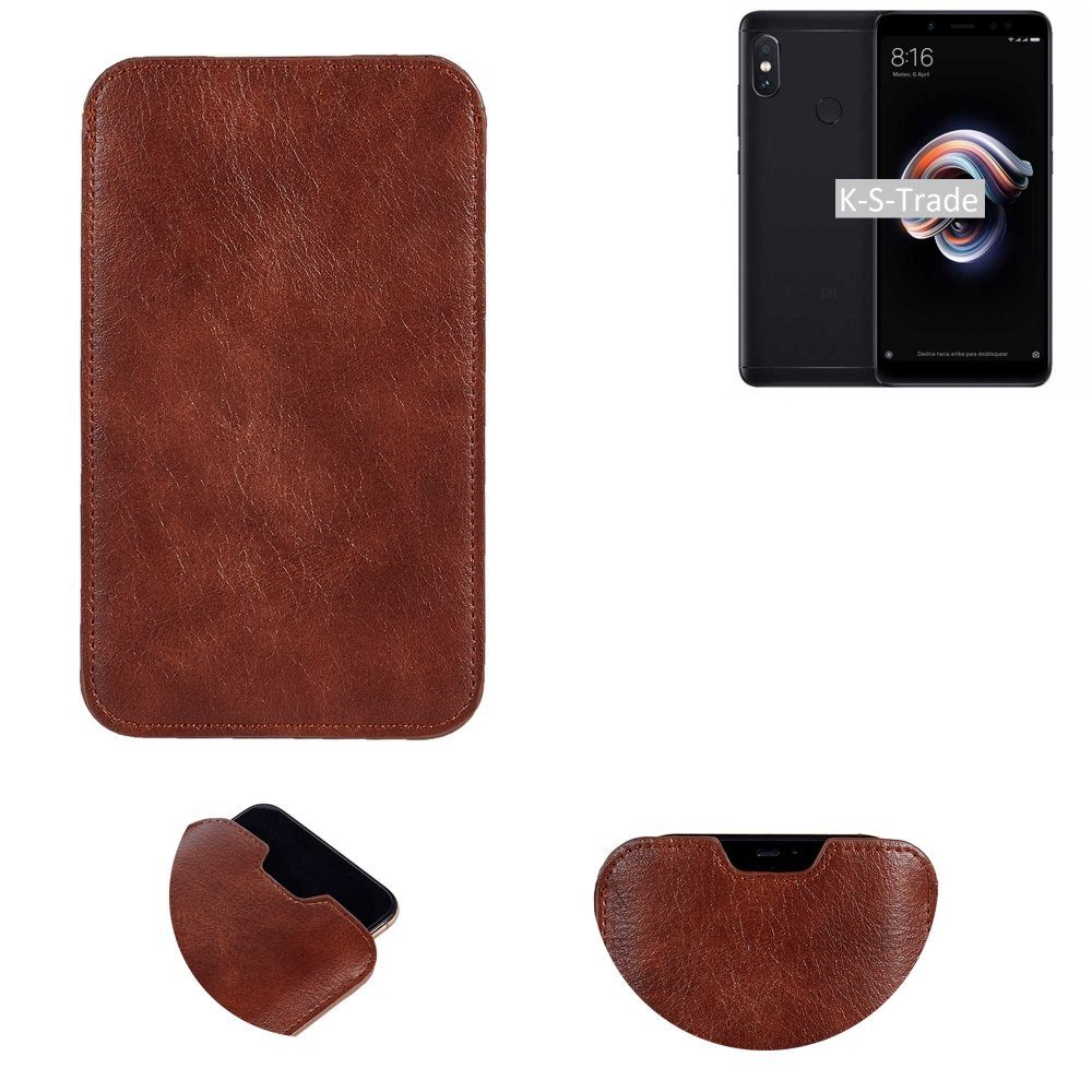 K-S-Trade Handyhülle für Xiaomi Redmi Note 5, Schutzhülle Handyhülle Handytasche Kunstleder Sleeve in braun
