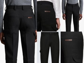 Berluti Loungehose BERLUTI Wool straight-leg pants Cargo Trousers Leather Patch Army Carg