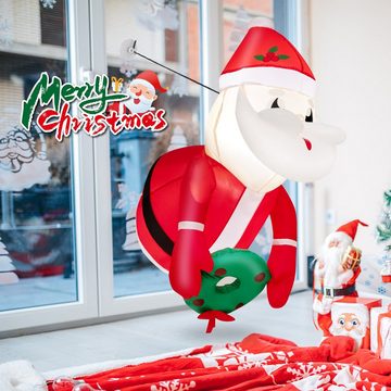 COSTWAY Weihnachtsmann, 100cm LED Weihnachtsdeko am Fenster, aufblasbar