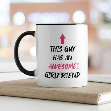 GRAVURZEILE Tasse mit Spruch - Awesome Girlfriend - Geschenk für Paare & Verliebte, Keramik, Farbe: Schwarz & Weiß