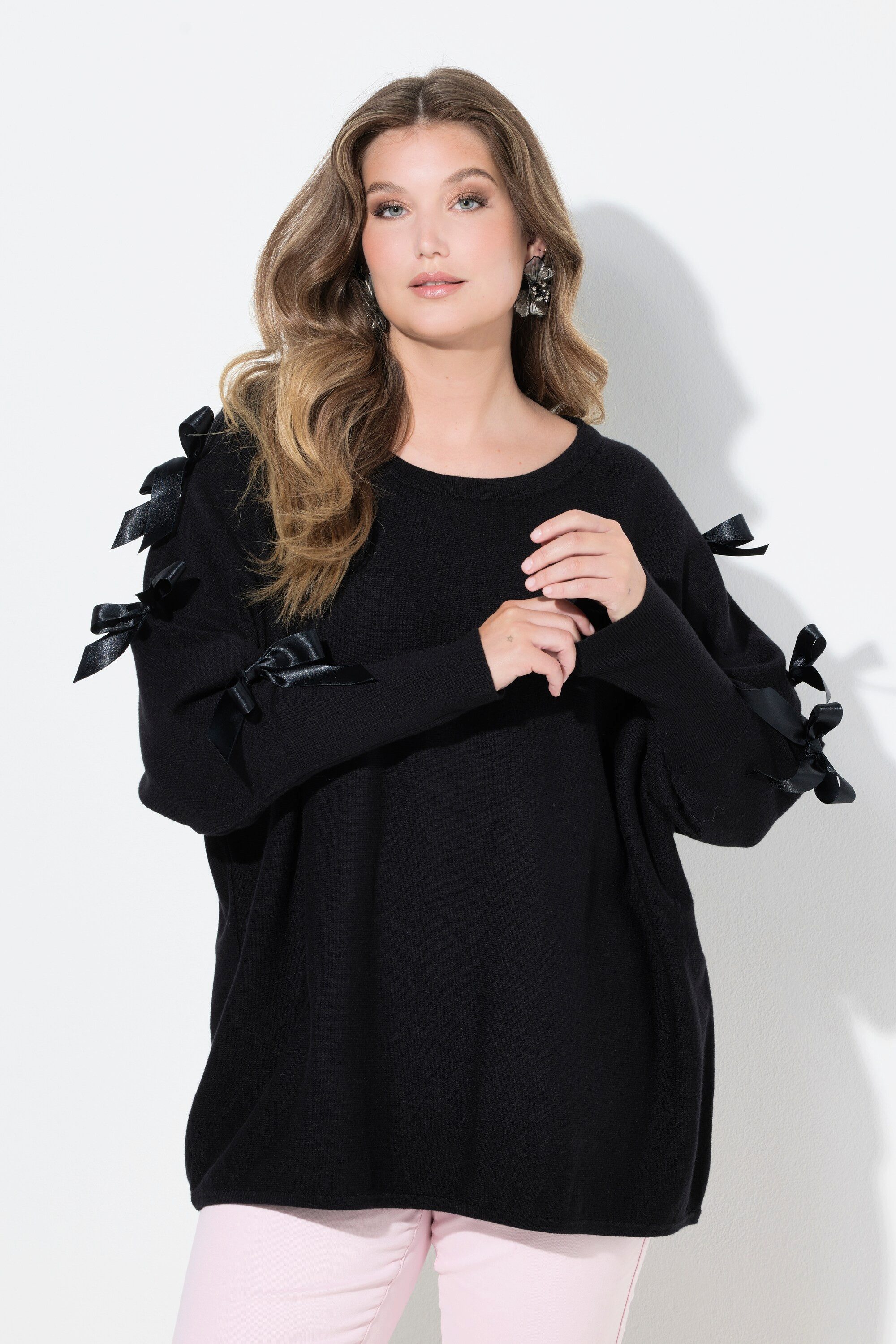 MIAMODA Strickpullover Pullover bequeme Passform Langarm mit Schleifen günstig online kaufen