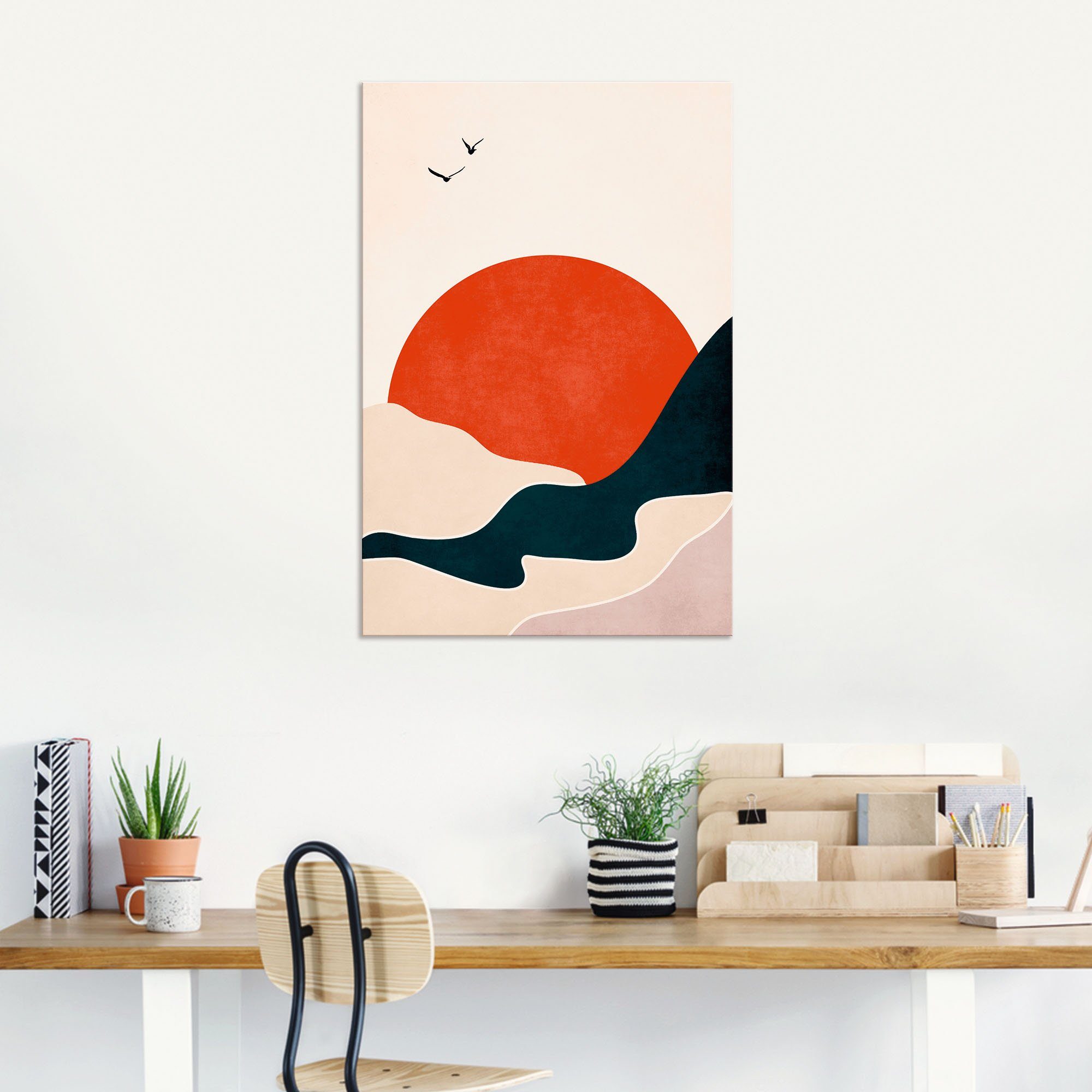 Artland Wandbild Ertrinkende Sonne, oder Meer als (1 Größen Alubild, Bilder in versch. Wandaufkleber Poster St), Leinwandbild