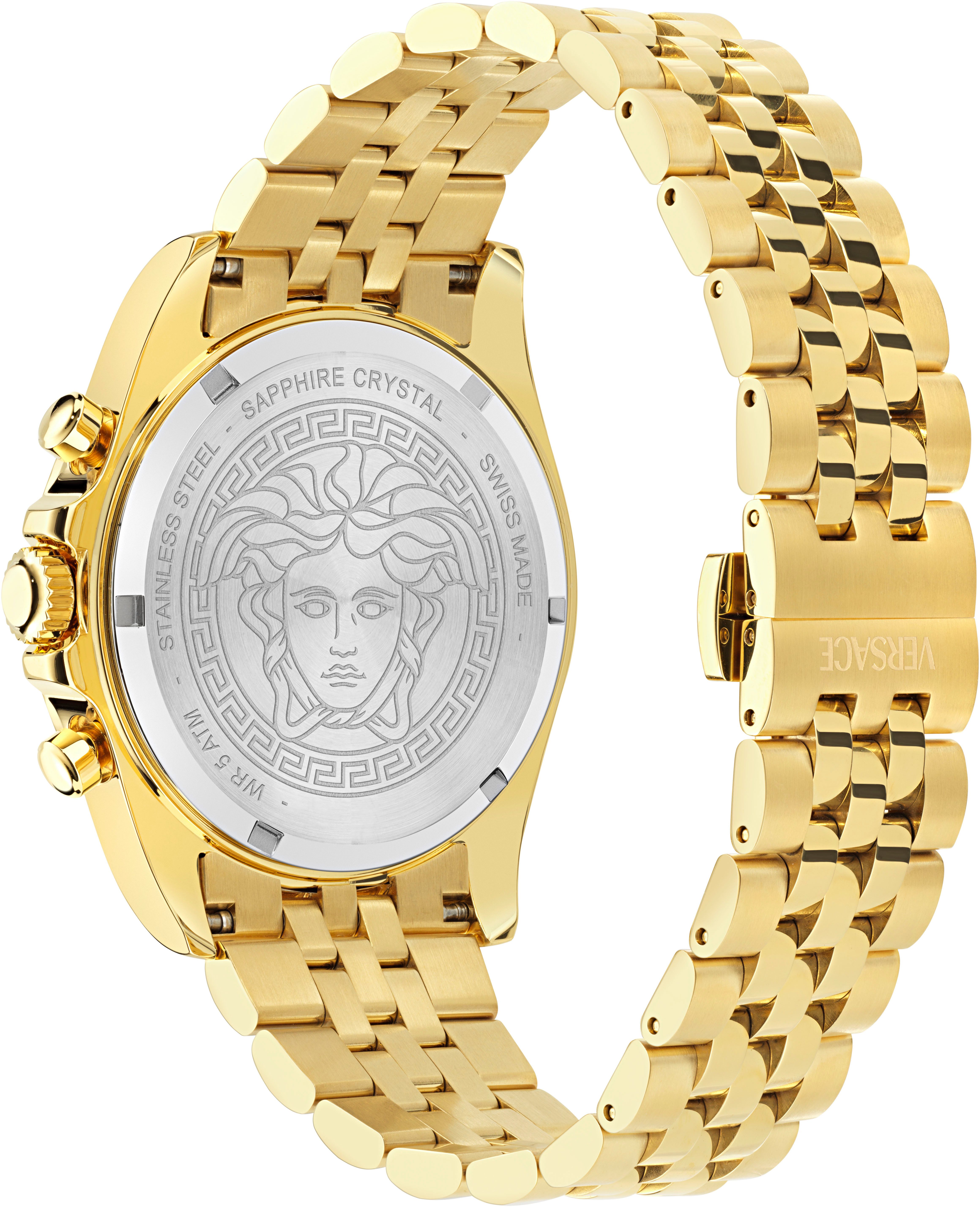 Versace Chronograph GRECA CHRONO WAVE VE0H00525, Quarzuhr, Armbanduhr, Herrenuhr, Swiss Made, Edelstahlarmband, analog
