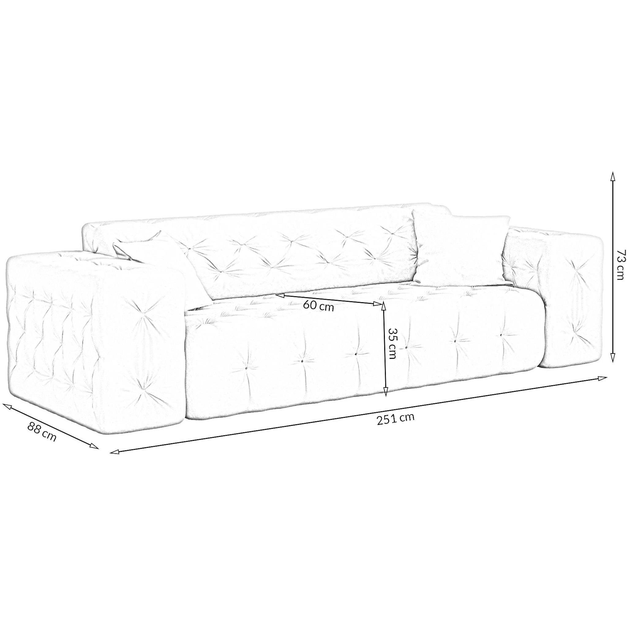 green Velvetstoff, Sofa Beautysofa Opera 3-Sitzer Moreno, hochwertiger im 3-Sitzer Chesterfield-Design, Knopfheftung aus