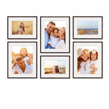 PHOTOLINI Bilderrahmen 6er Set 30x40 cm und 40x50 cm Modern Schmal mit Passepartout