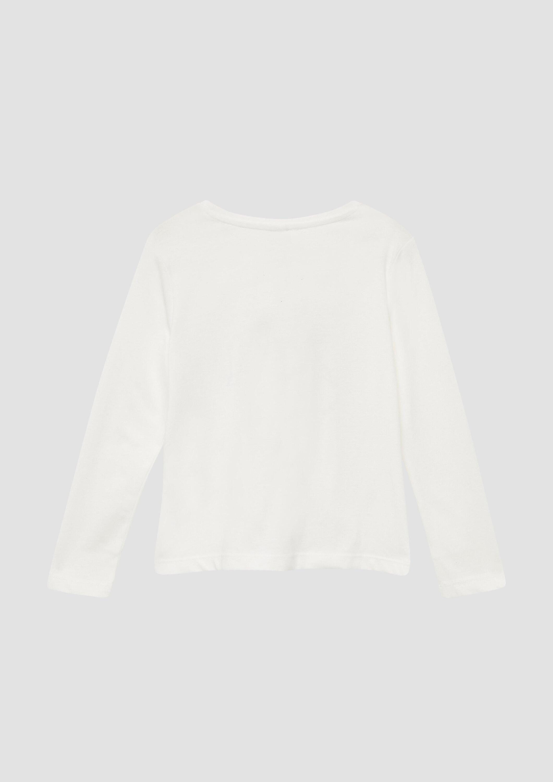 s.Oliver Langarmshirt T-Shirt Longsleeve mit Glitzerprint und Knoten-Detail