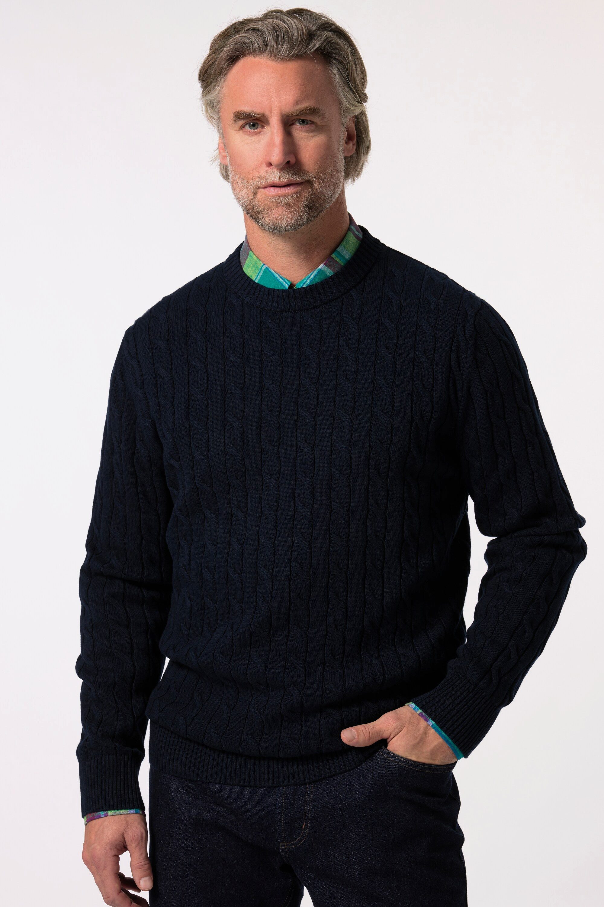 Rundhalspullover Pullover Zopfstrick