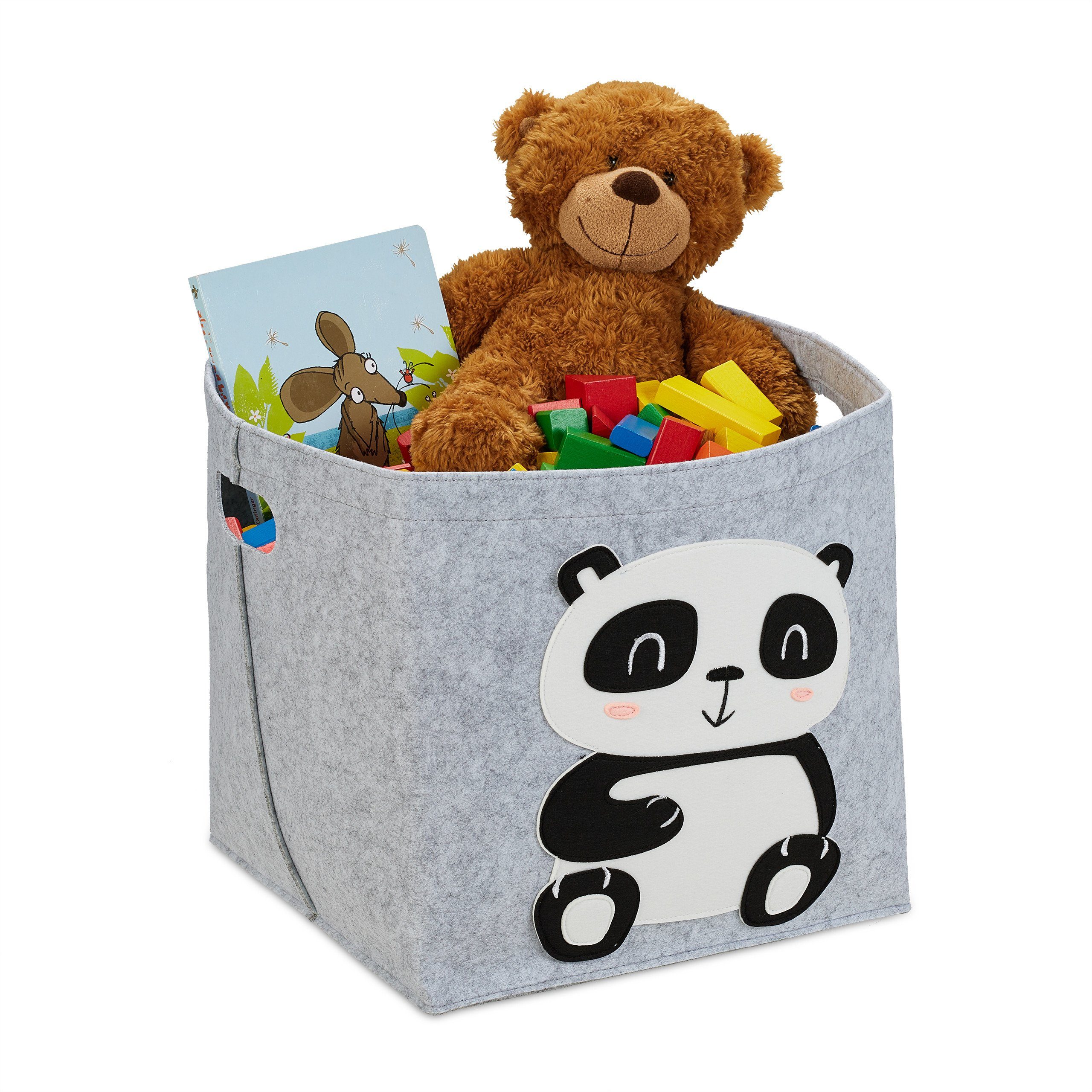 relaxdays Aufbewahrungskorb Filz Aufbewahrungskorb mit Tiermotiv (1 St), Panda