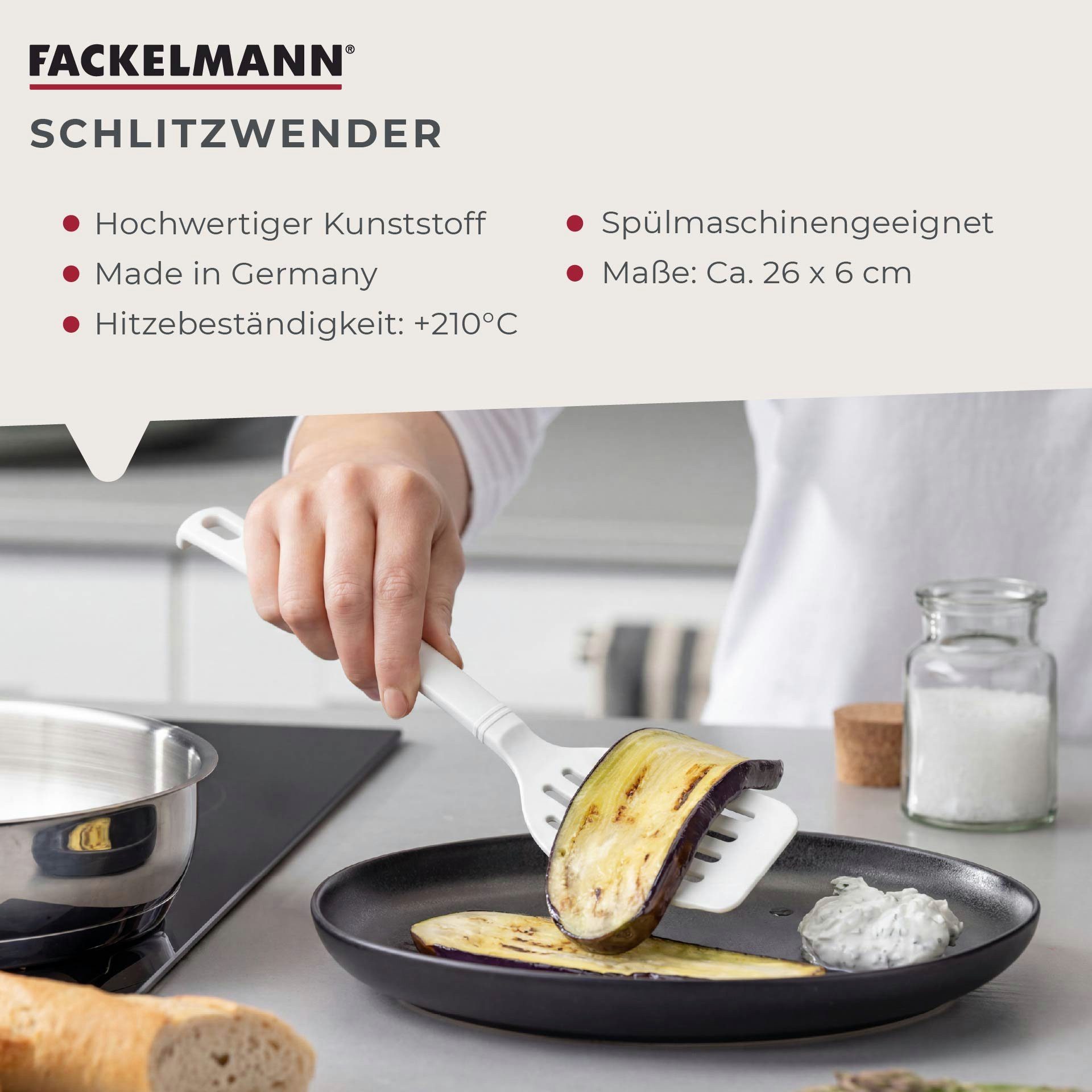 FACKELMANN Pfannenwender Schlitzwender, Pfannenwender, Küchenwender, Bratenwender, Wender