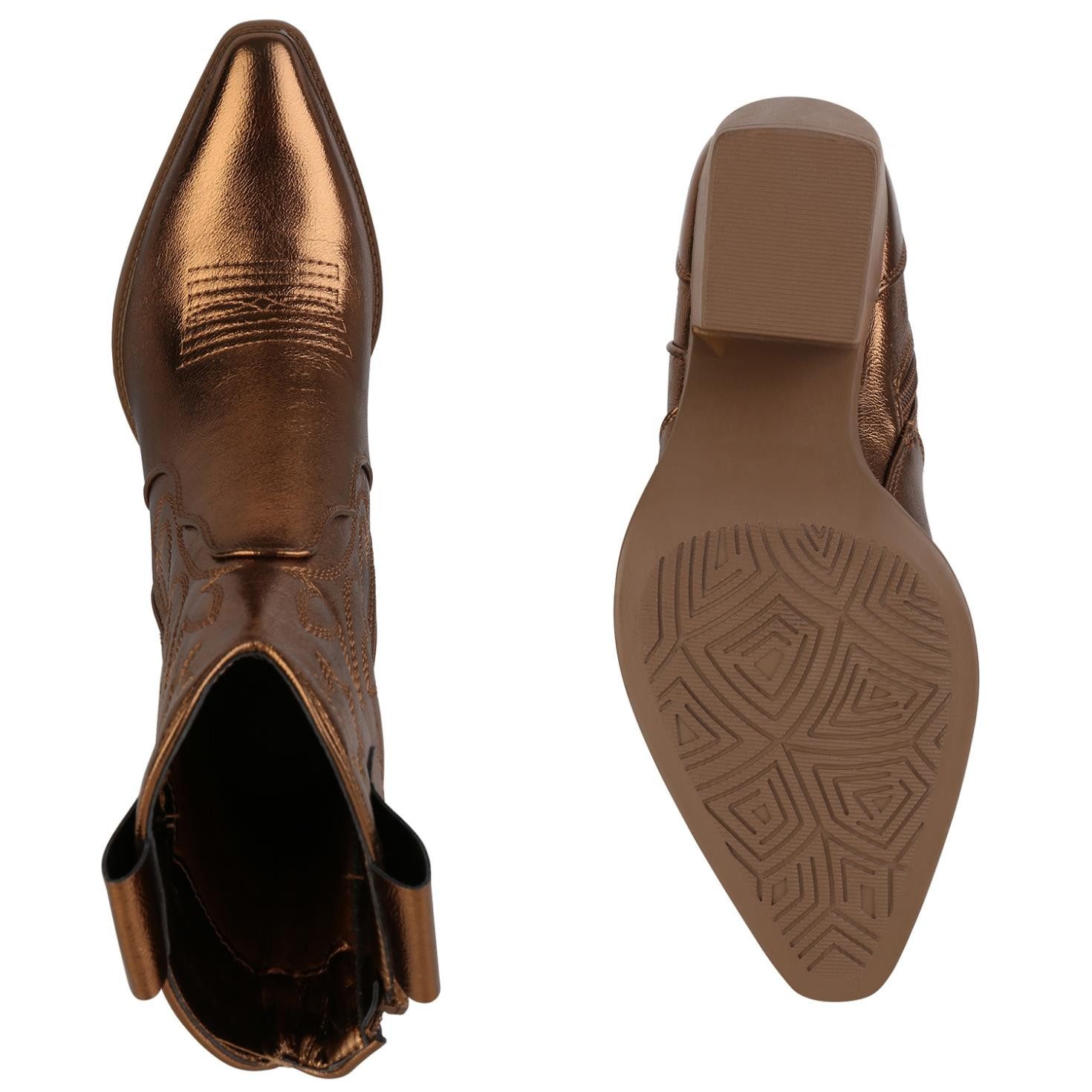 VAN HILL 837779 Cowboy Boots Damen Stiefeletten Cowboy Boots Trichterabsatz günstig online kaufen