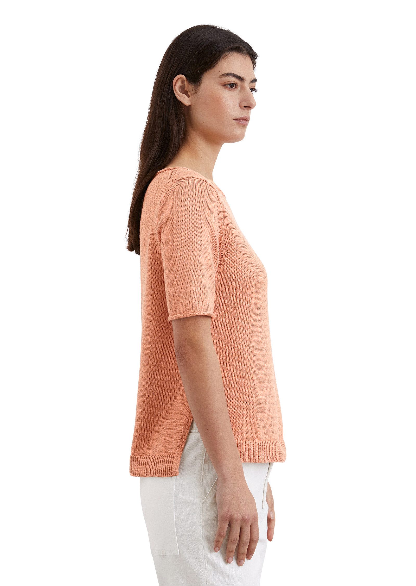 Marc O'Polo Rundhalspullover aus Organic-Cotton-Leinen-Mix günstig online kaufen