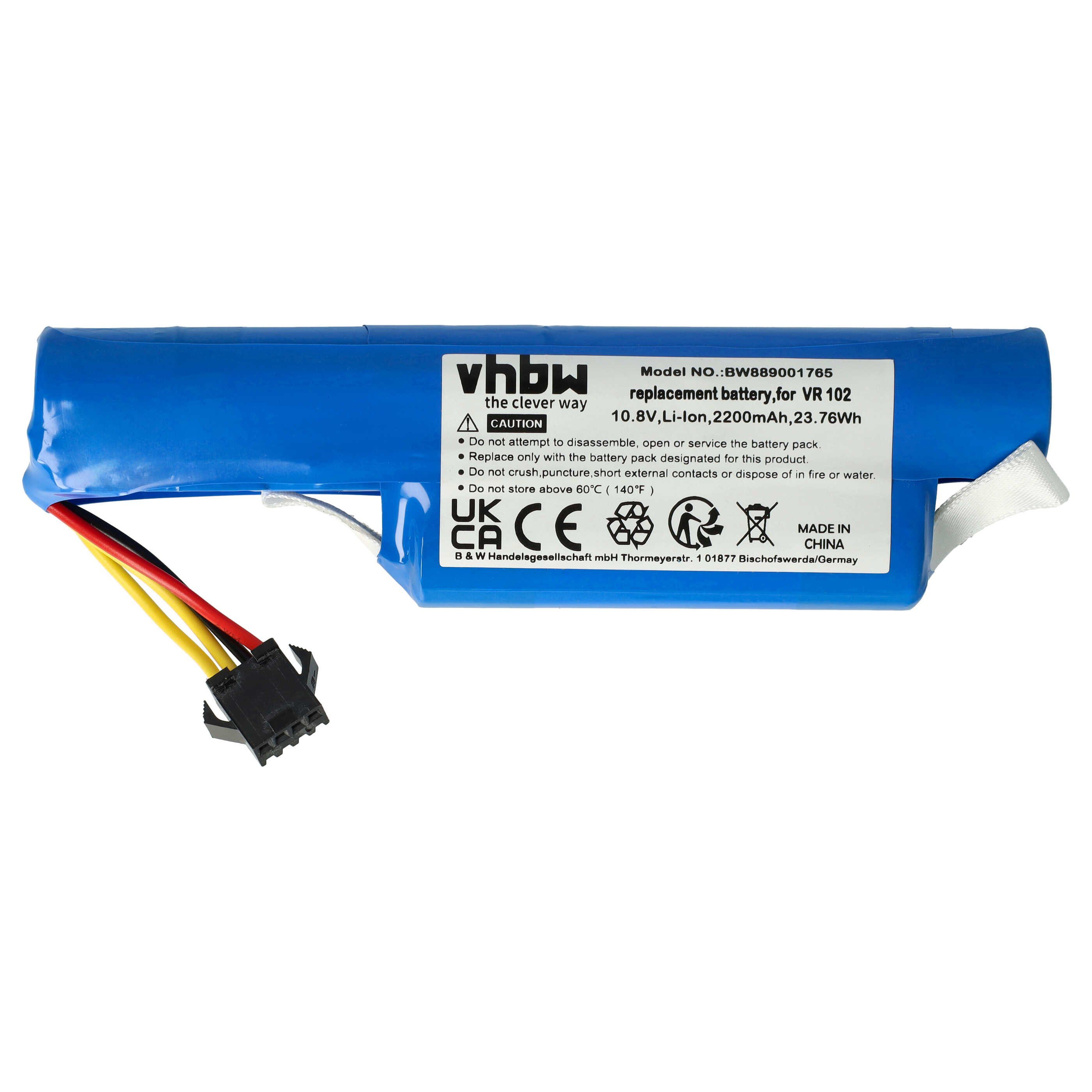 vhbw Akku passend für Vileda VR 102, VR ONE Saugroboter (2200 mAh, 10,8 V, Staubsauger-Akku Akku Li-Ion 2200 mAh (10,8 V, 1 St), Leistungsfähiger Austausch-Akku für Ihren Saugroboter