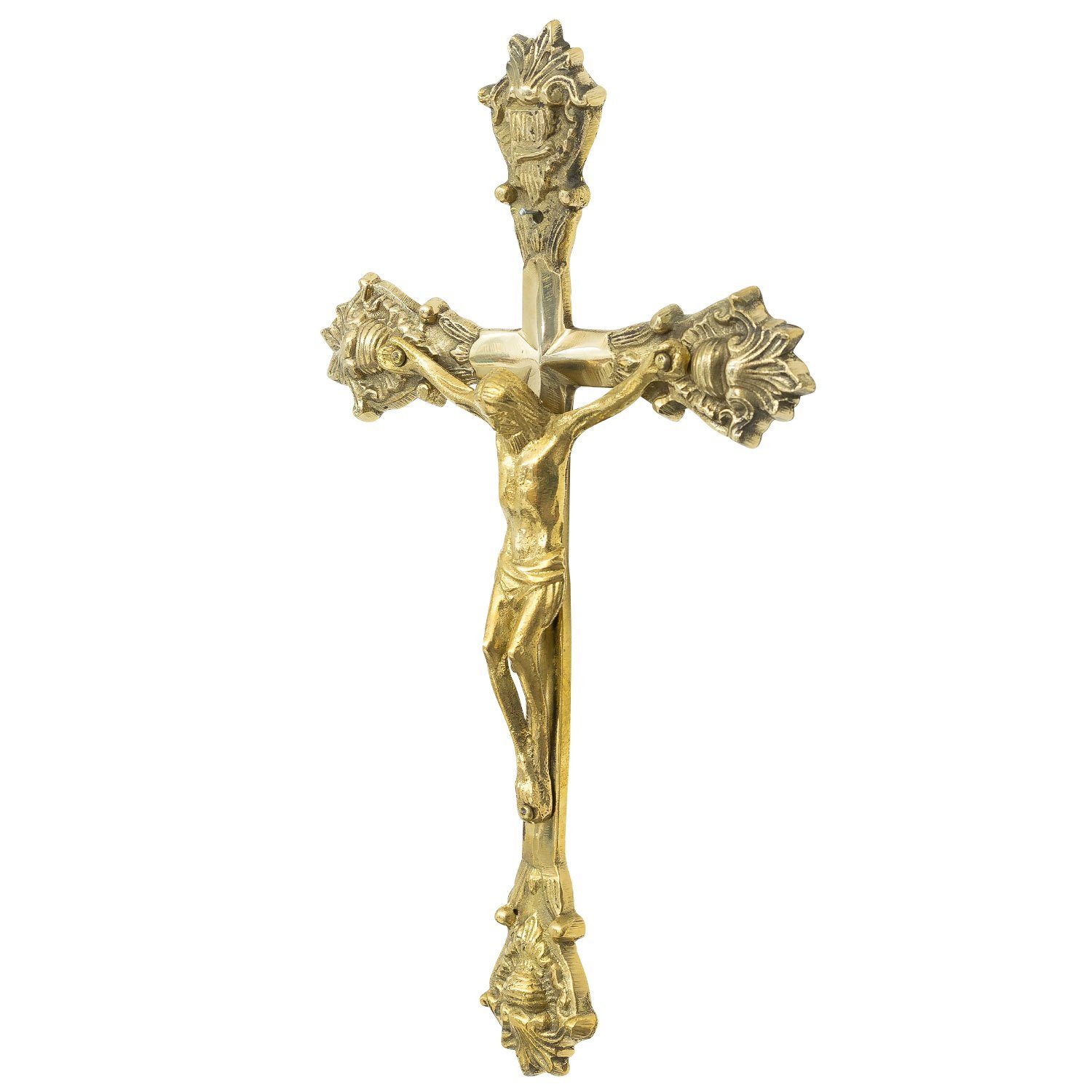 Antik-Stil Kirche Altarkreuz Aubaho 32cm Messing Dekoobjekt Kreuz Wandkreuz Kruzifix